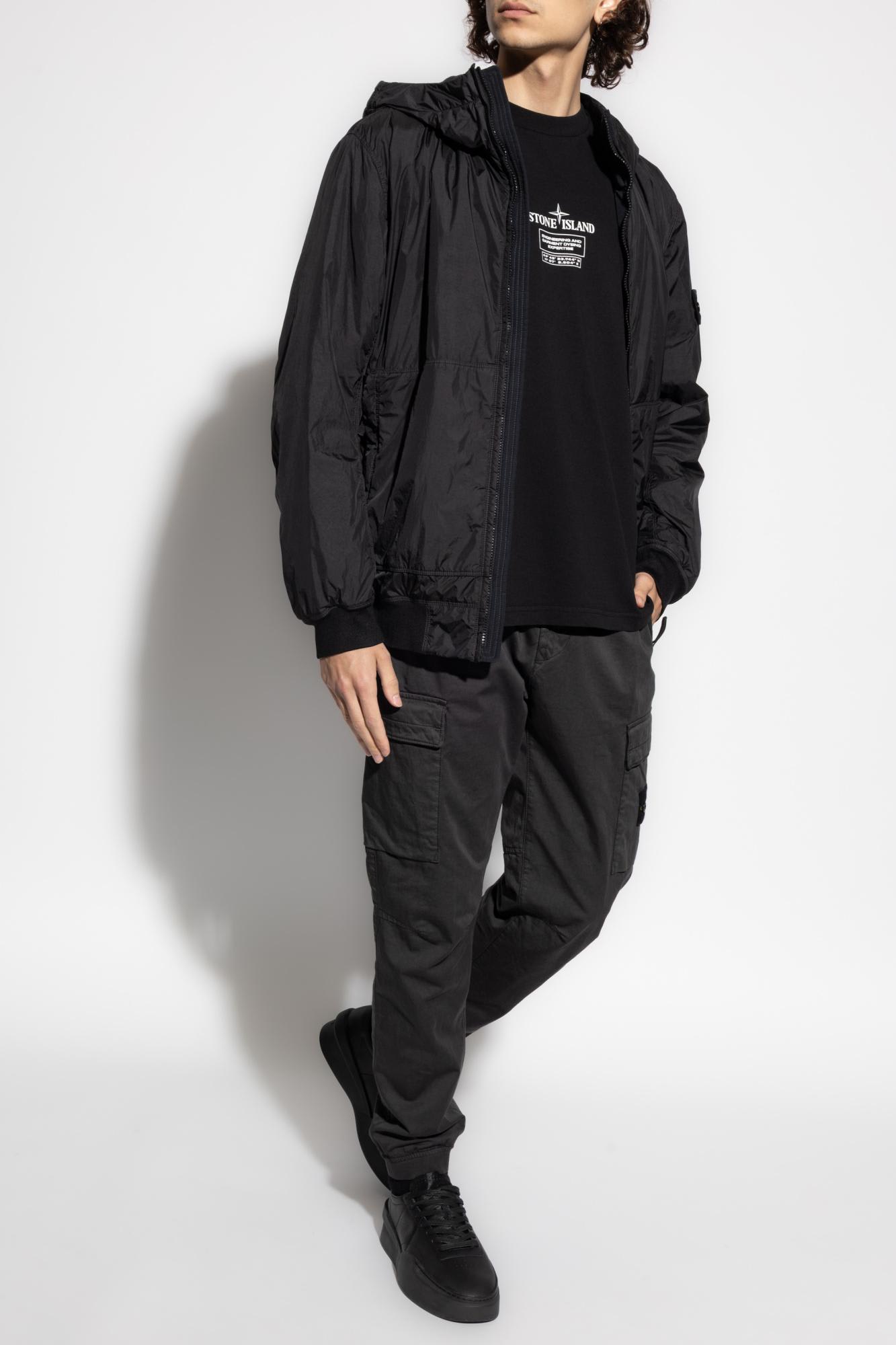 Stone Island Technical Fabric Hooded Jacket In Black