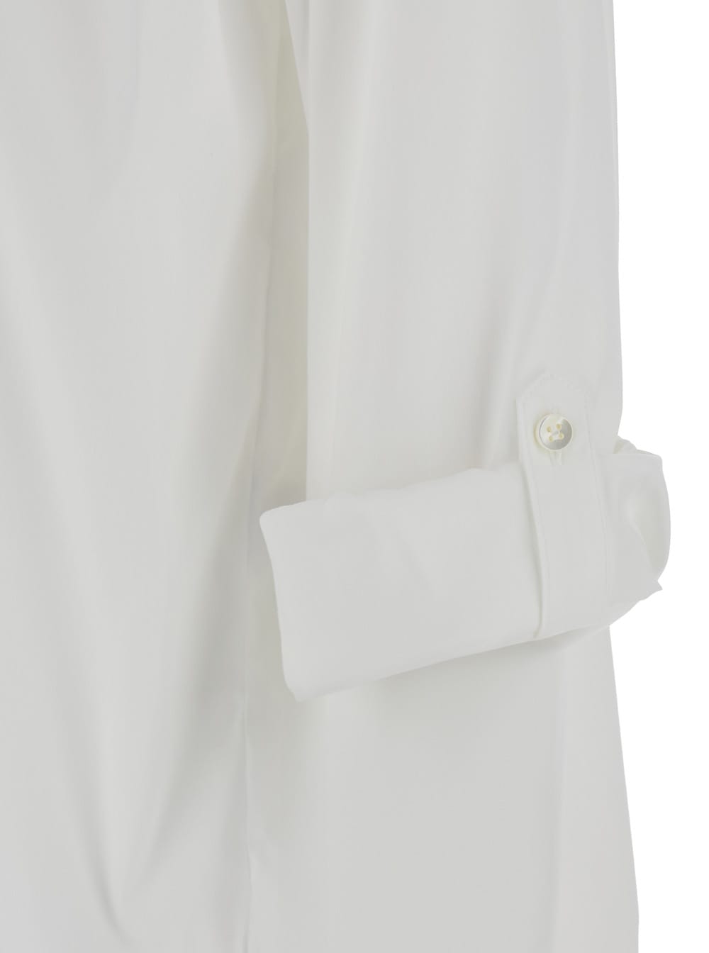 Shop Brunello Cucinelli Oversized White Shirt With Monile Detail In Cotton Blend Woman