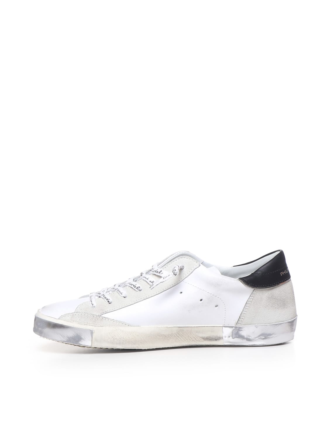 Shop Philippe Model Parisx Sneakers In Leather With Contrasting Heel Tab In White