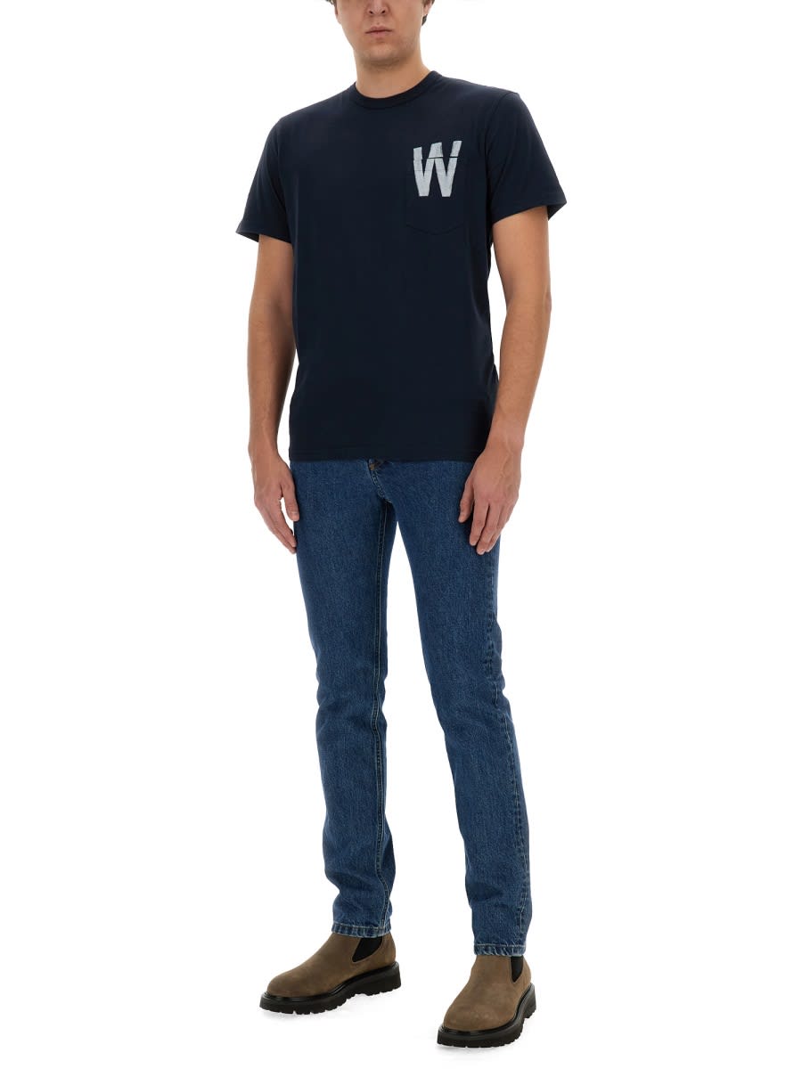 Shop Woolrich T-shirt With Logo In Blu