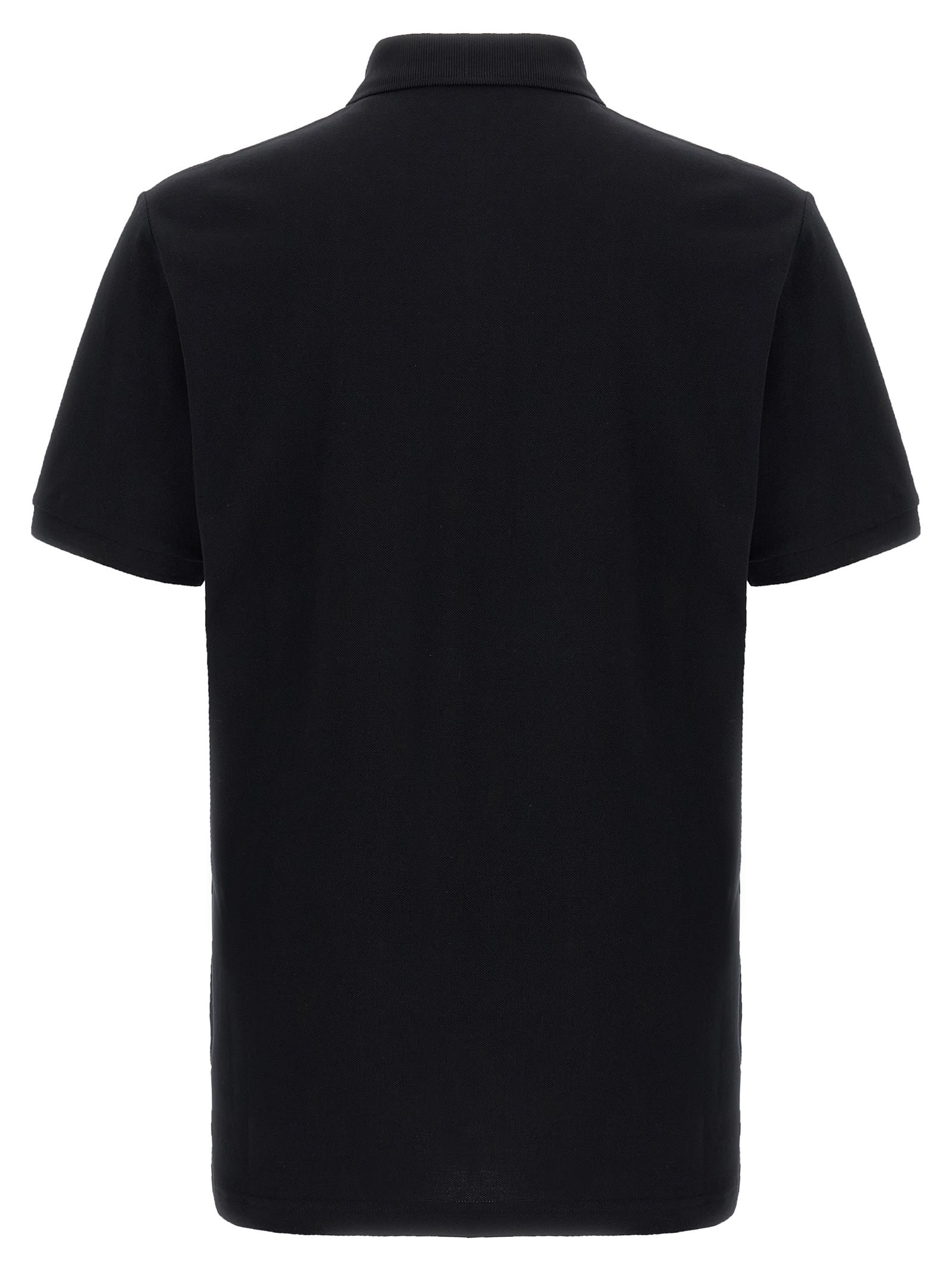 Moschino Graphic Print Polo Shirt With Side Slits In Black