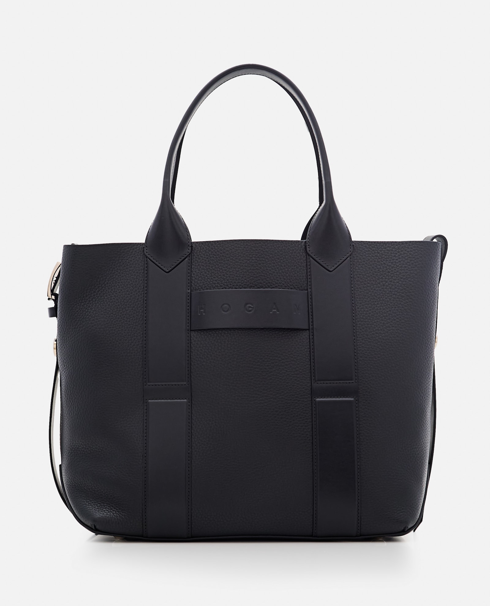 Hogan Small Leather Tote Bag Script In Black