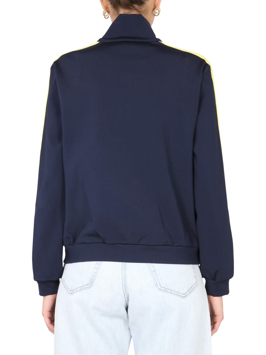 Shop Tory Burch Sweatshirt With Front Zipper In Blue