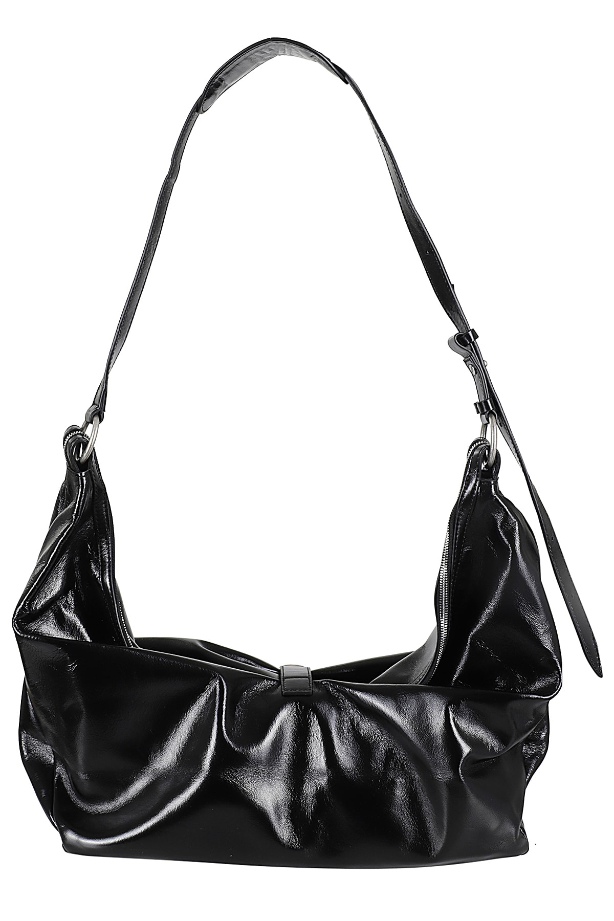 Shop Marge Sherwood Belted Hobo In Black Glossy Plain