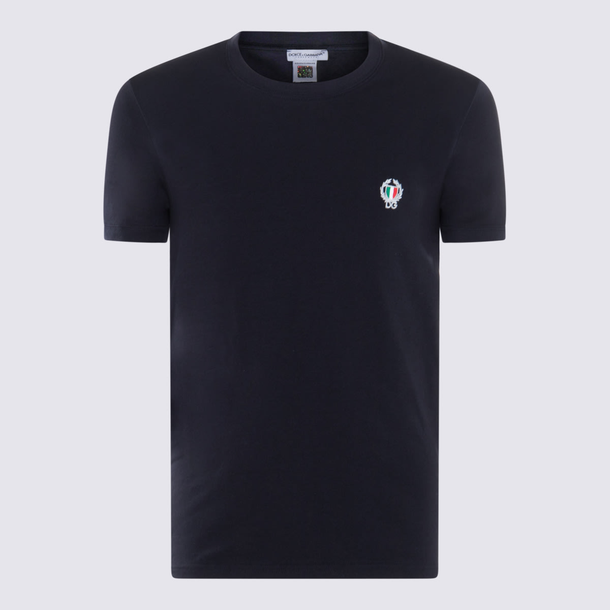 DOLCE & GABBANA NAVY BLUE COTTON BLEND T-SHIRT