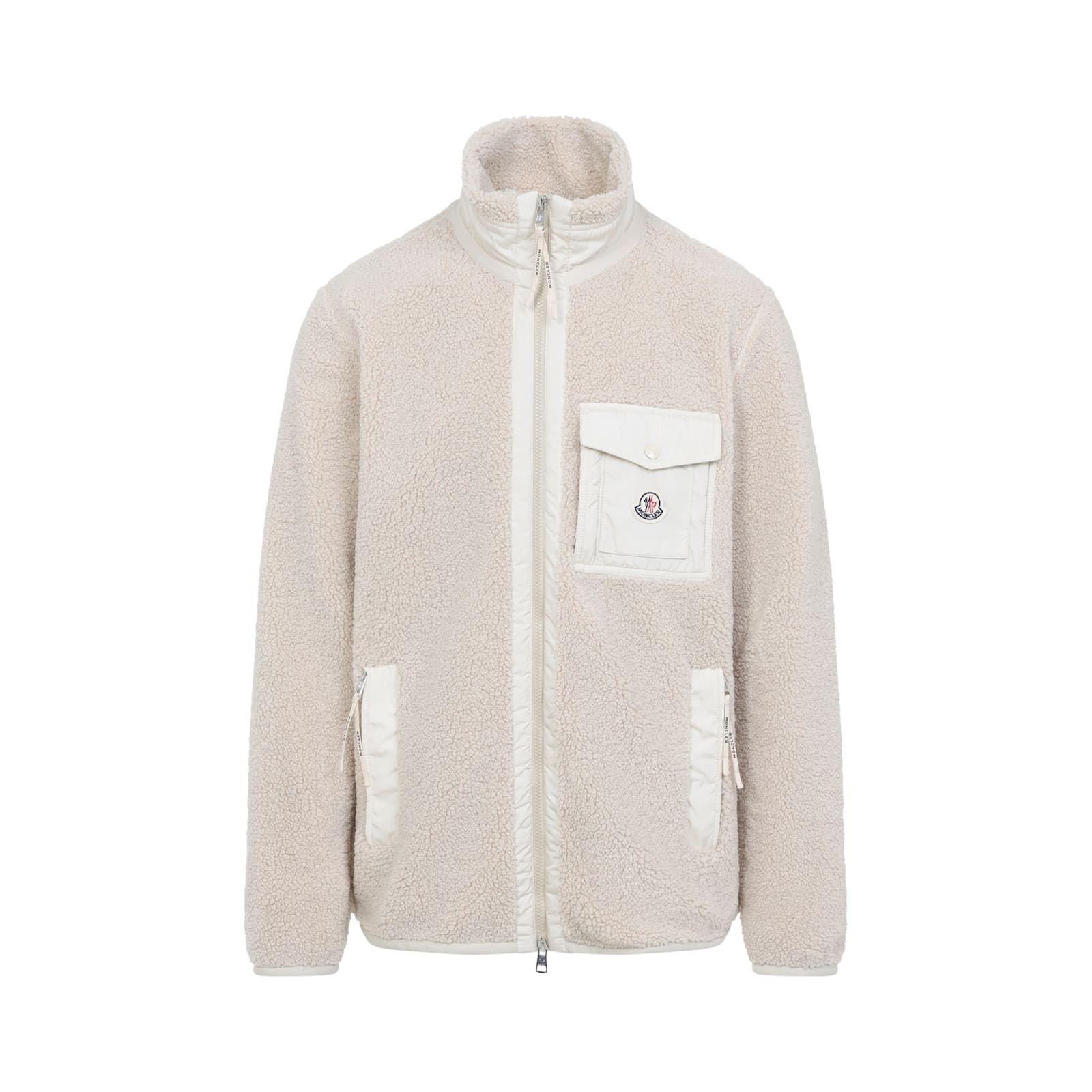 Moncler Light Beige Teddy Zip-up Sweatshirt In Neutral