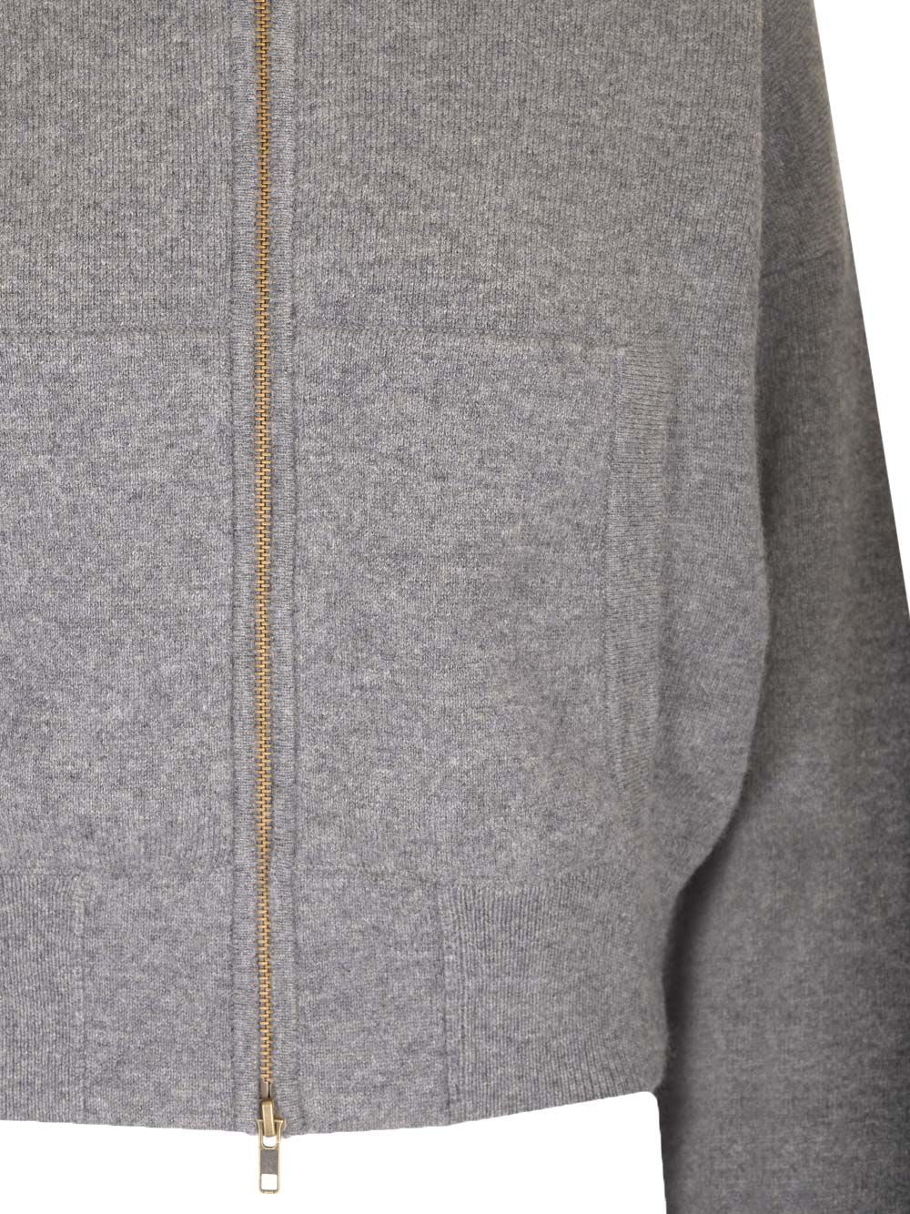 Lisa Yang Zippered Knitted Cardigan In Grey
