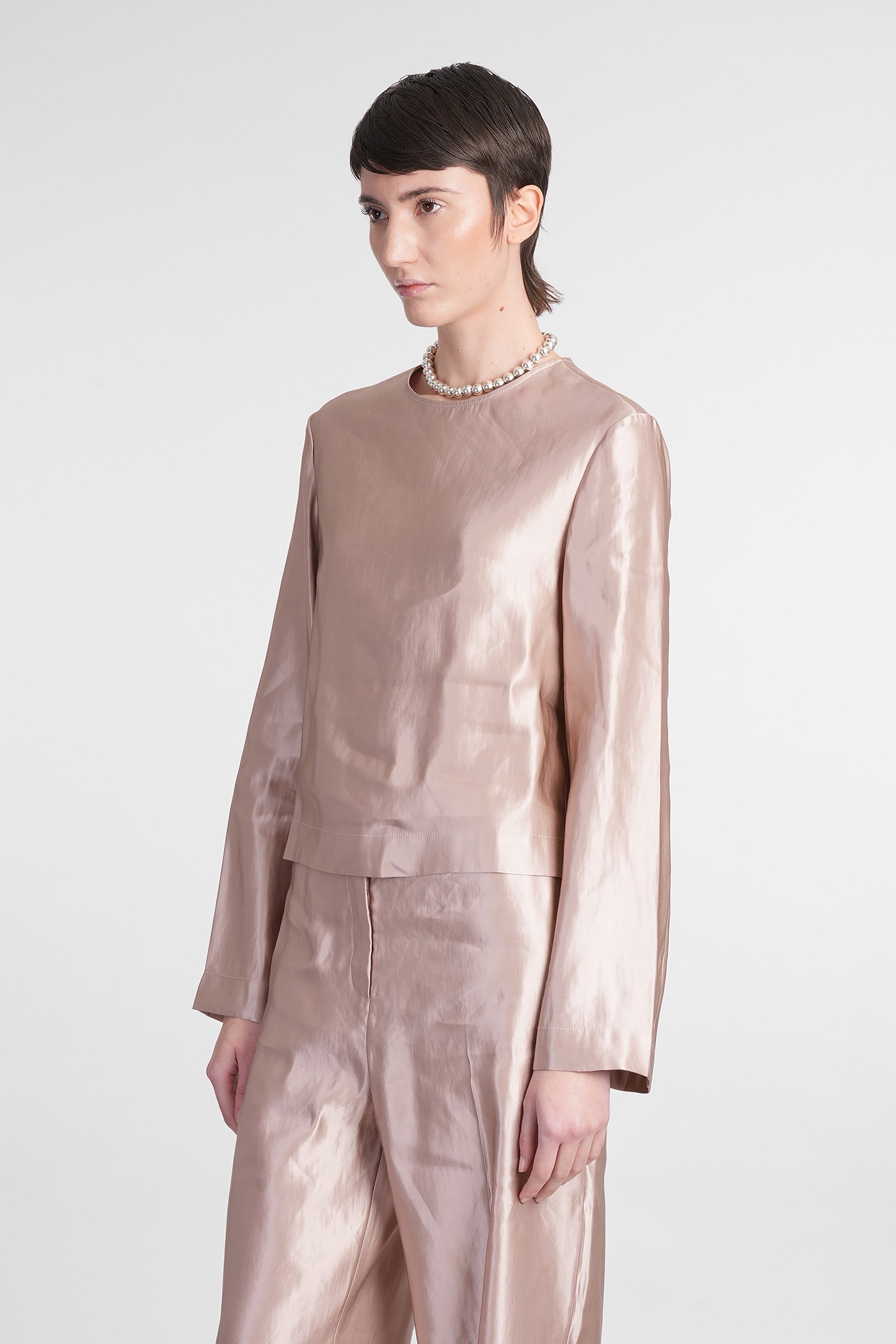 Shop Loulou Studio Nino Blouse In Rose-pink Linen
