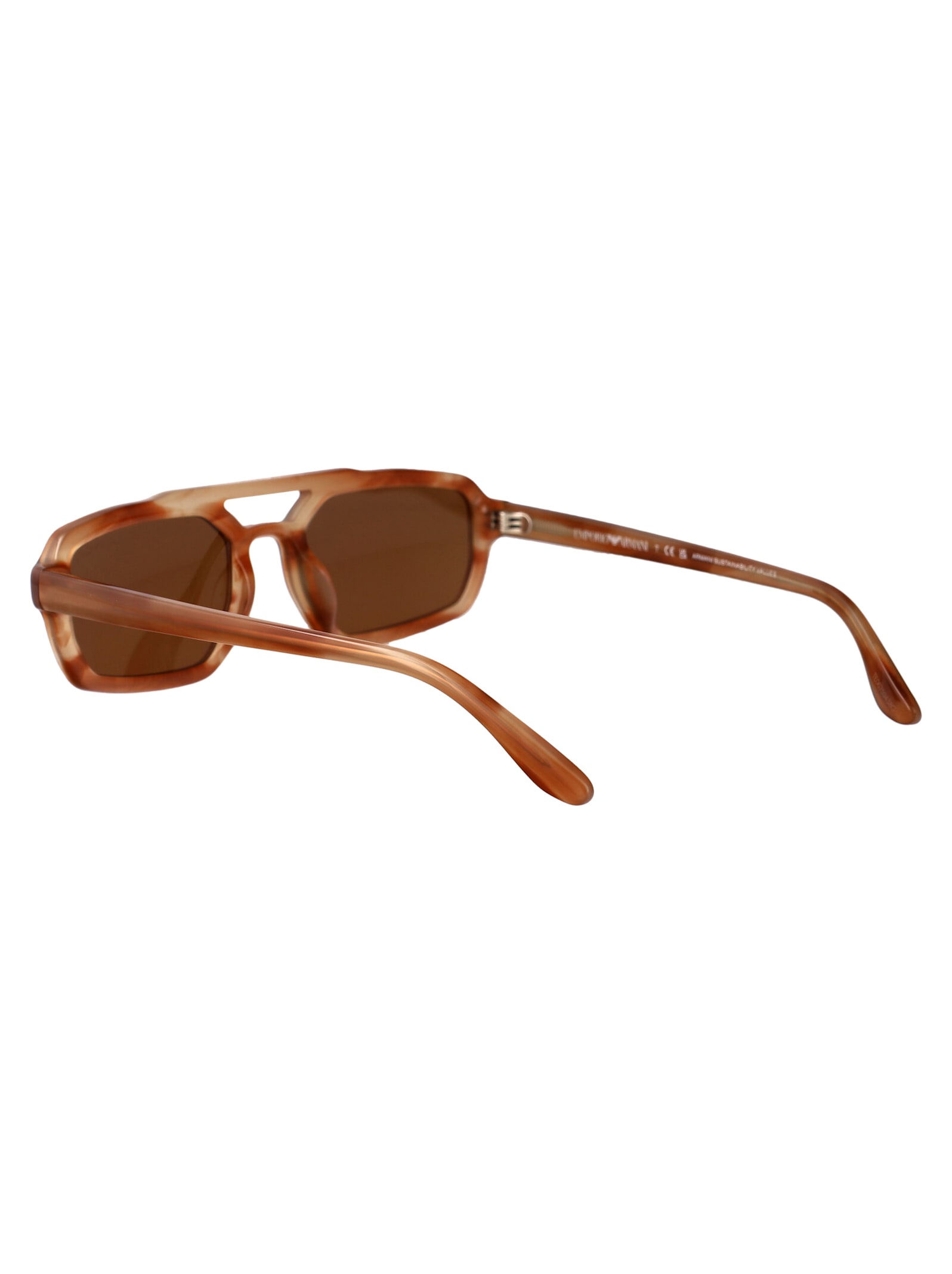 Emporio Armani Asv Black Blue Men's Irregular-shaped Sunglasses In Brown Havana