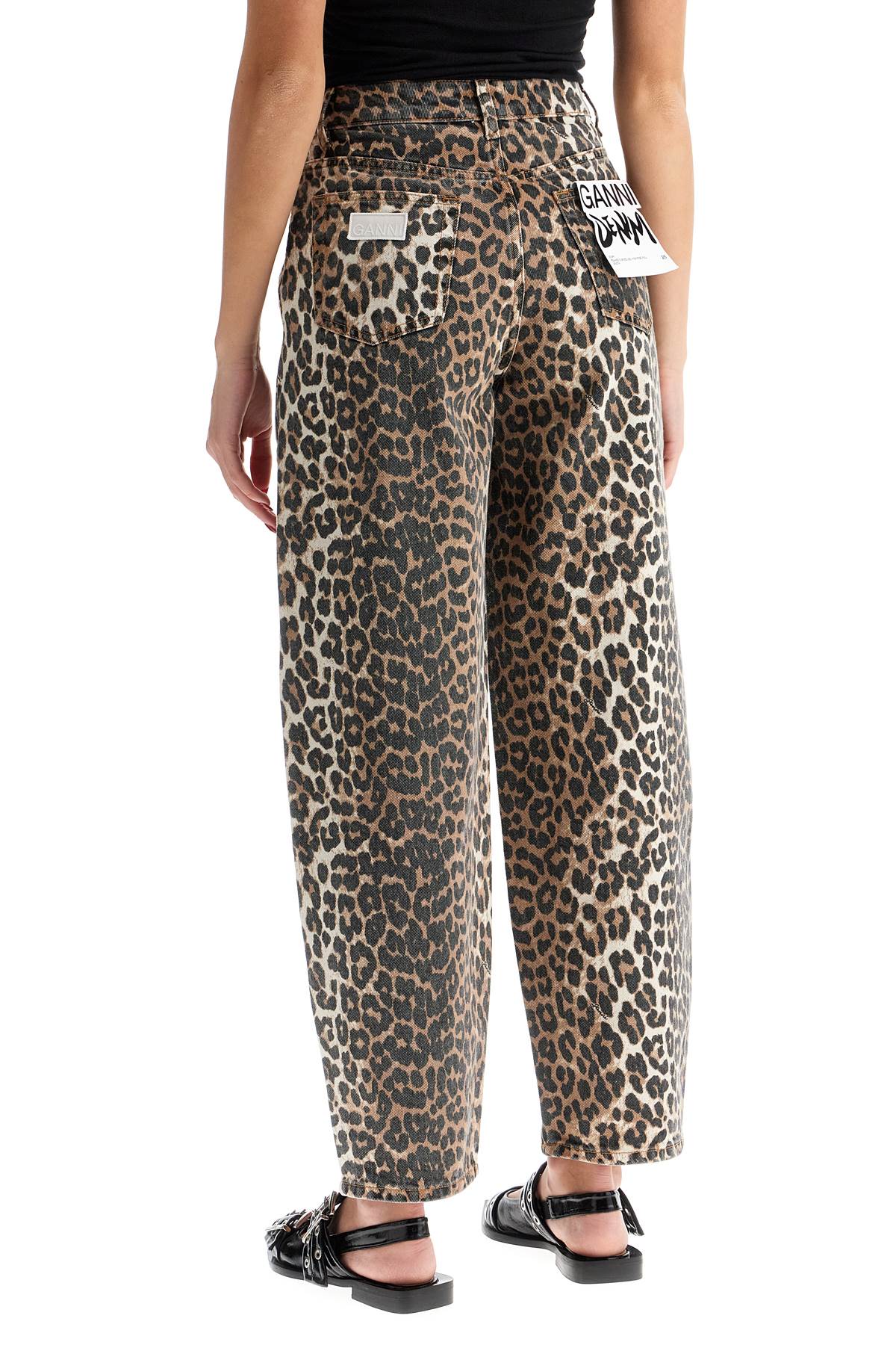 Ganni Jeans In Animalier Cotton In Leopard (brown)
