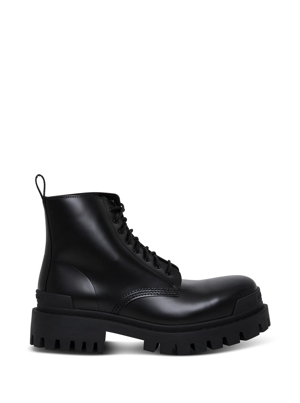 Balenciaga Strike Lace Up Boots In Black Leather