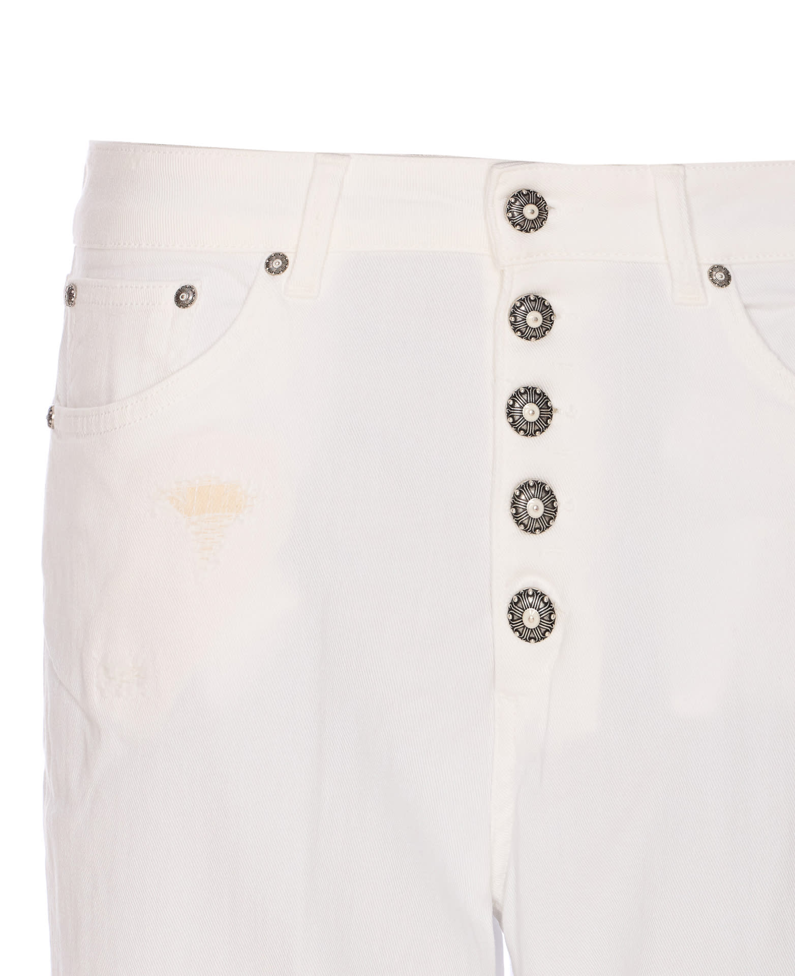 Dondup Cropped Cotton-blend Denim Jeans With Button Detailing In Non Definito