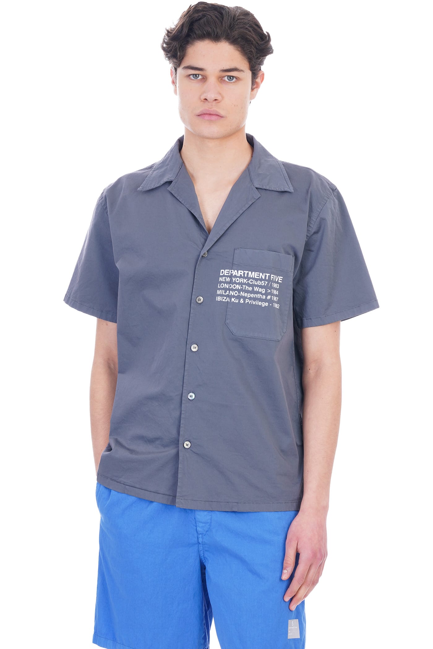 Department Five Digital Shirt In Grey Cotton