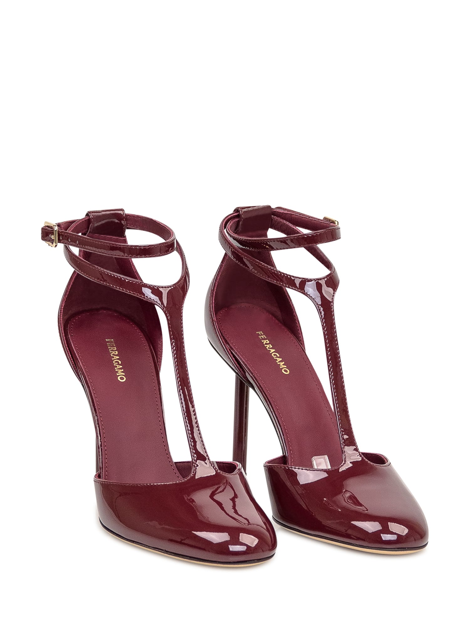 Shop Ferragamo Lysandra 95 Heel In Borgogna