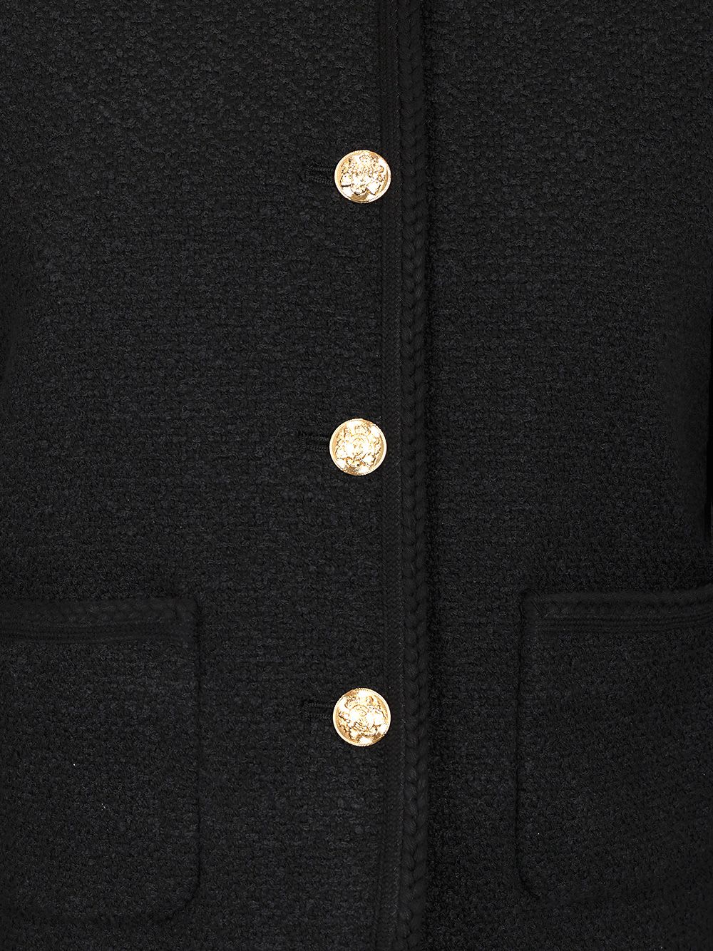 Dunst Black Crewneck Jacket With Contrasting Jewel Buttons In Black