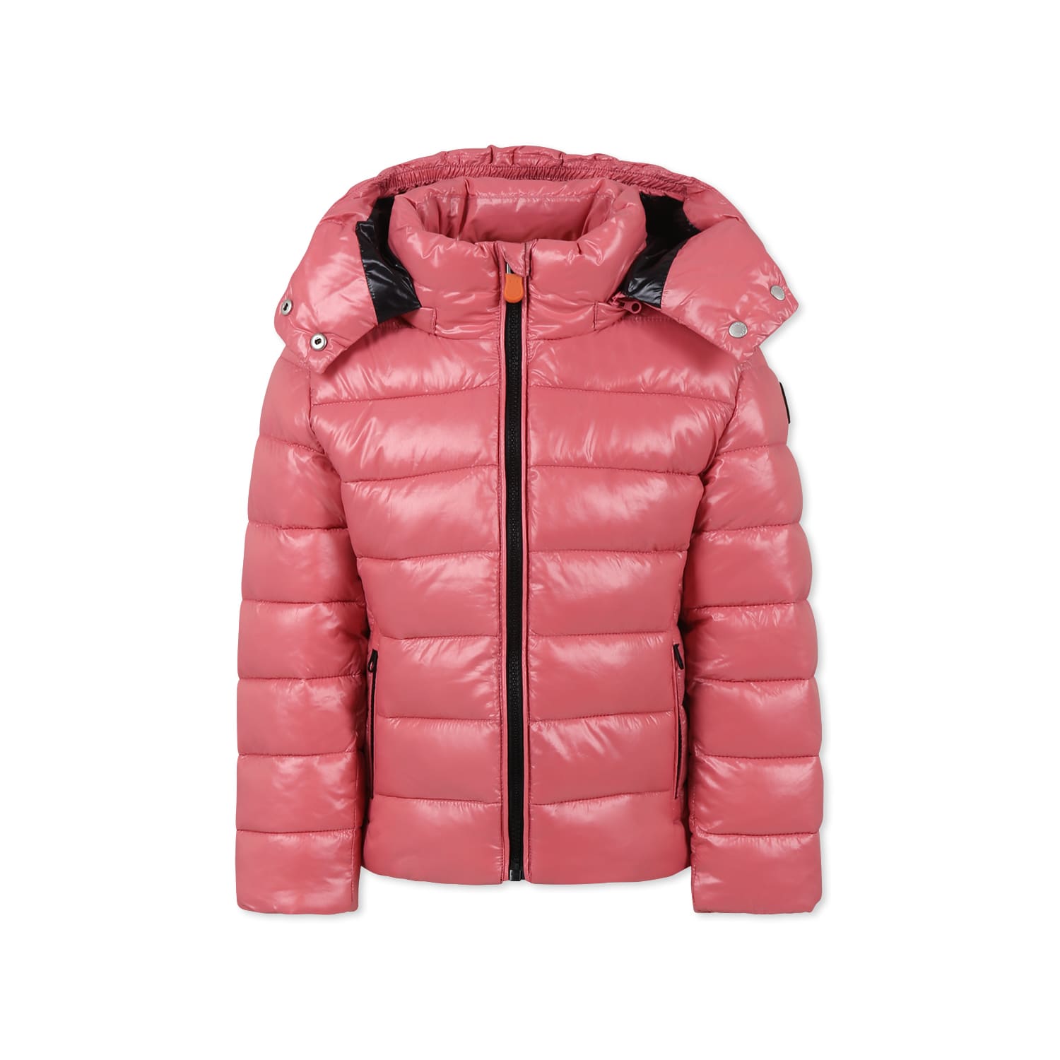 Save The Duck Pink Down Jacket For Girl With Logo In Pink