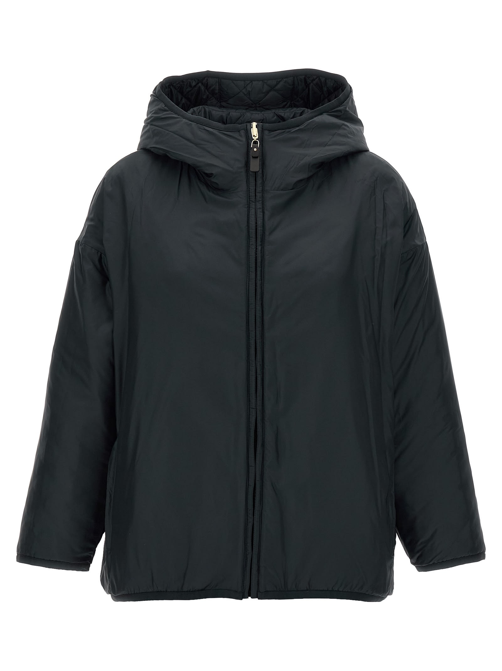 Max Mara The Cube Leo Quilted Short Hooded Jacket Coats Black In Black