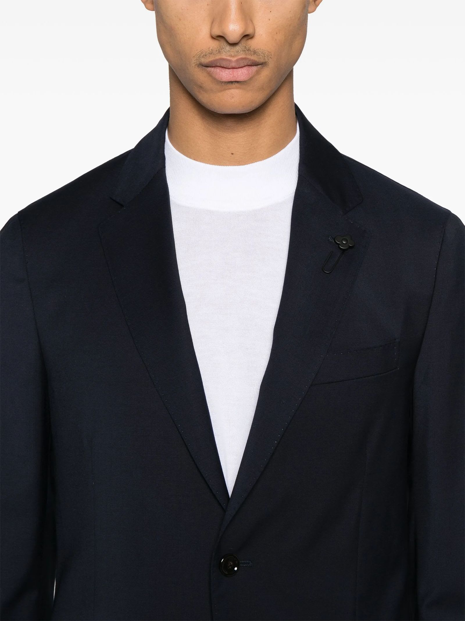 Lardini Single-breasted Crepe Suit In Blue
