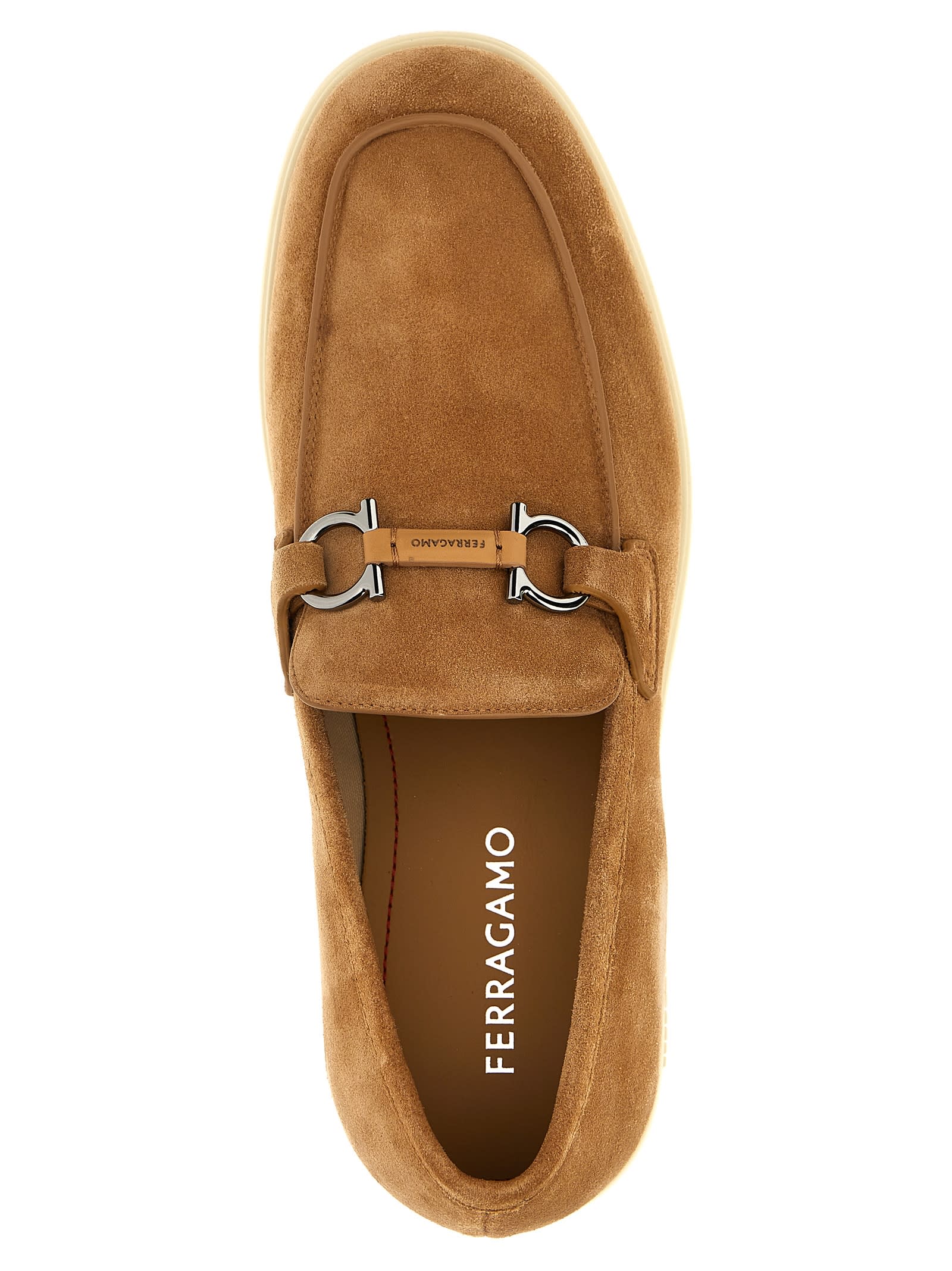 Shop Ferragamo Cosimo Loafers In Beige