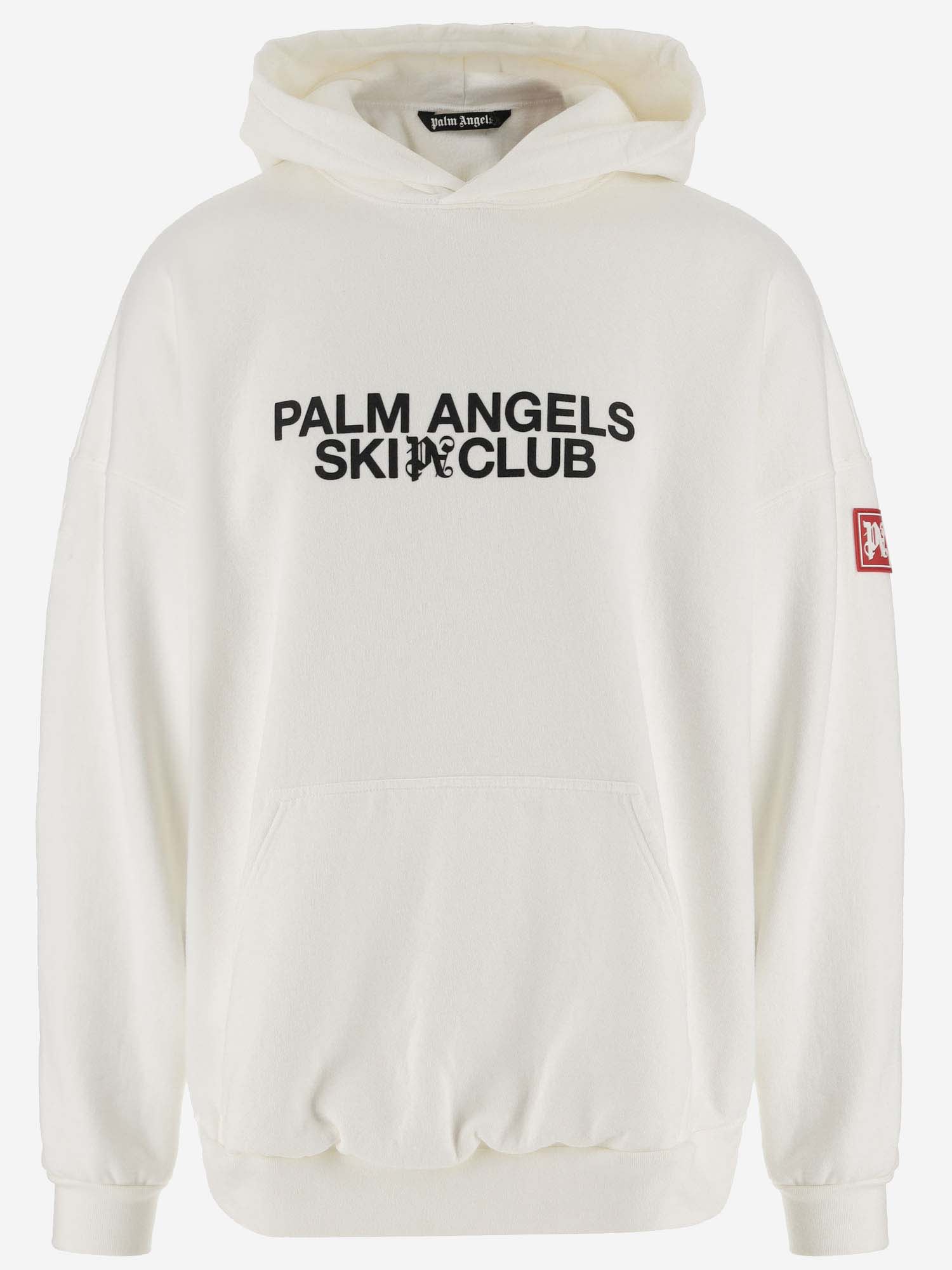 Shop Palm Angels Cotton Sweatshirt With Logo In White
