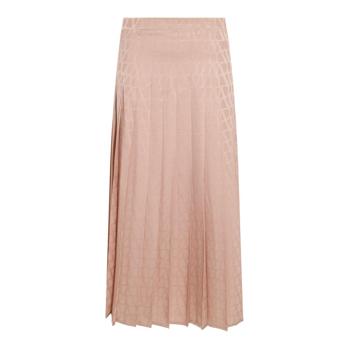 Shop Valentino Pleated Midi Skirt In Pink