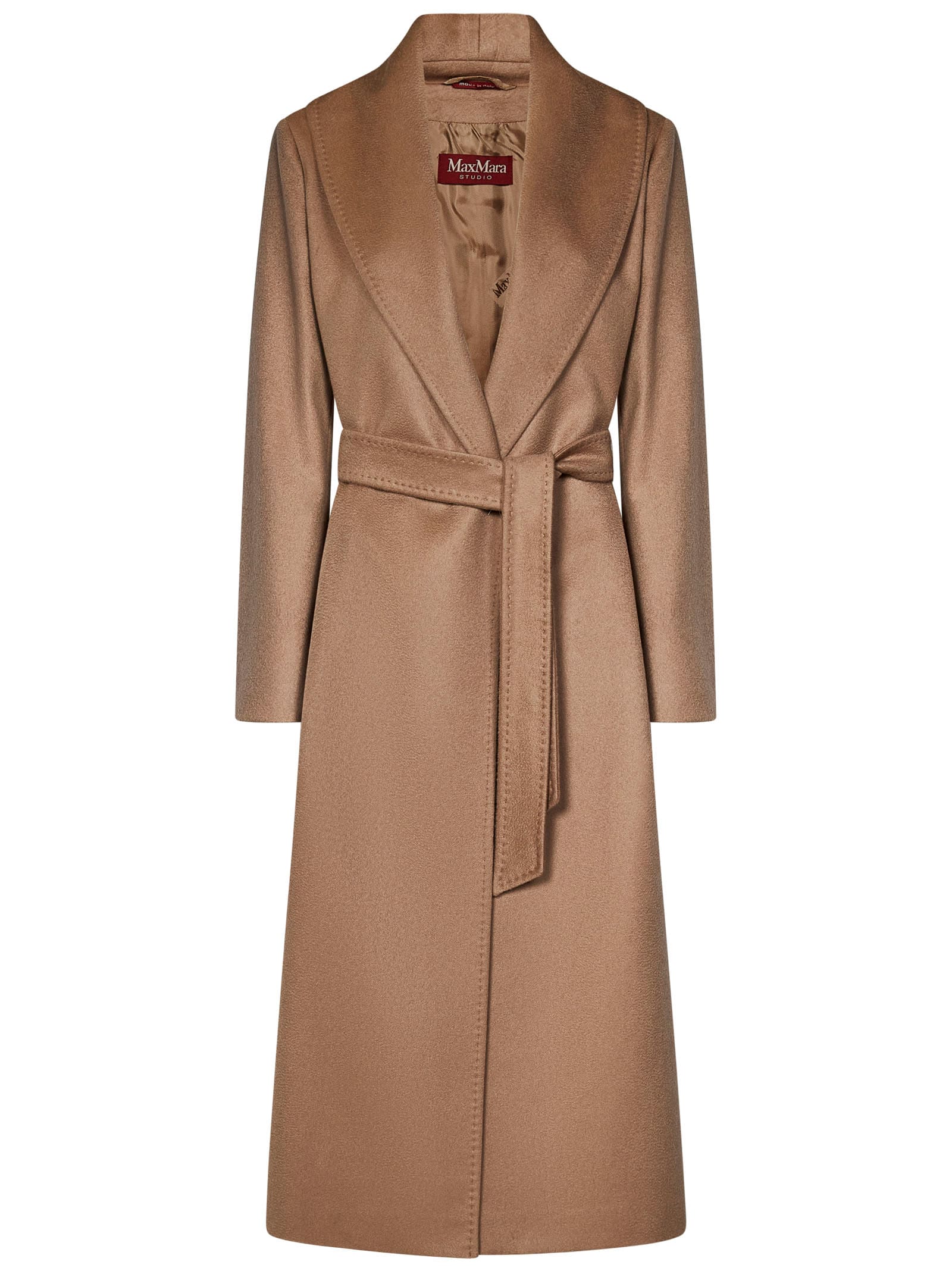 Shop Max Mara Maxmara Studio Tefrite Coat In Beige