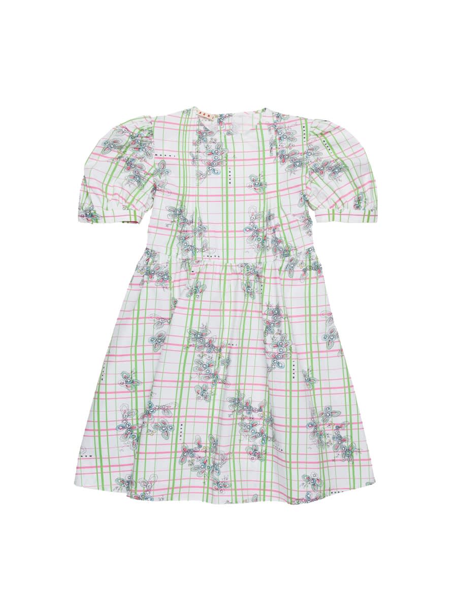 Marni Abito In Popeline Allover Greenhouse In White