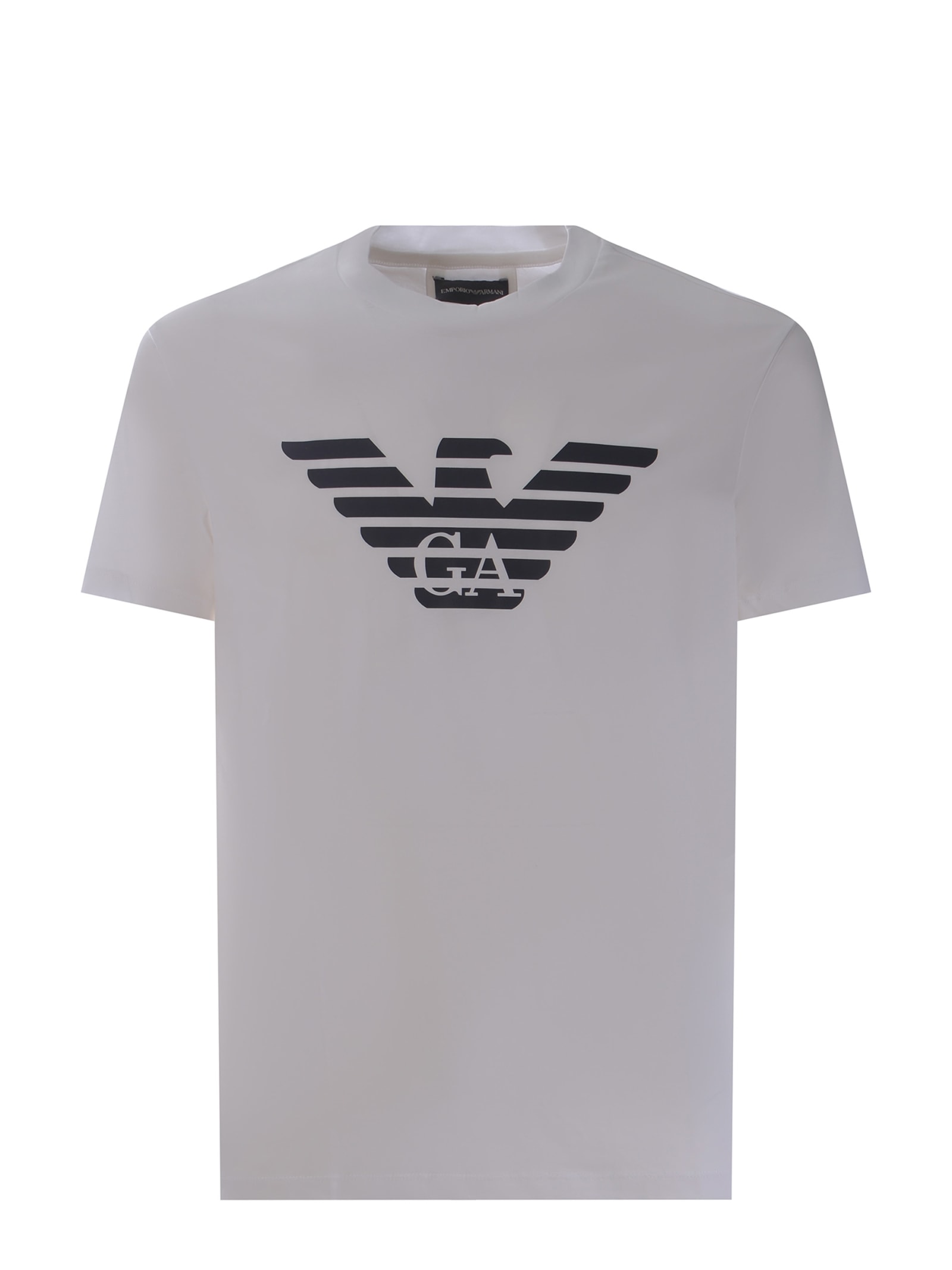 Shop Emporio Armani T-shirt  G.a Made Of Cotton In Bianco
