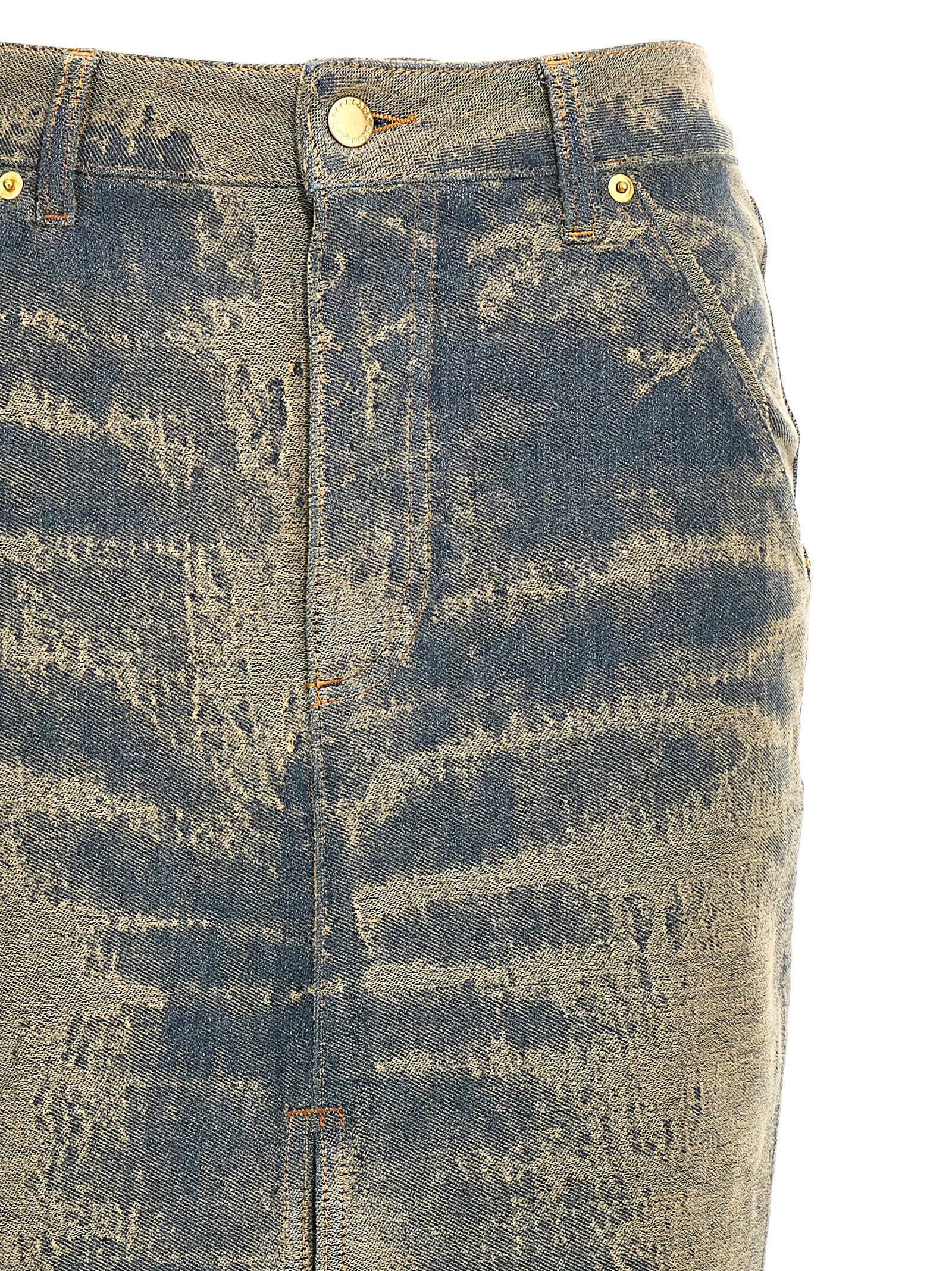 Darkpark Elasticated Denim Half-length Skirt In Blue