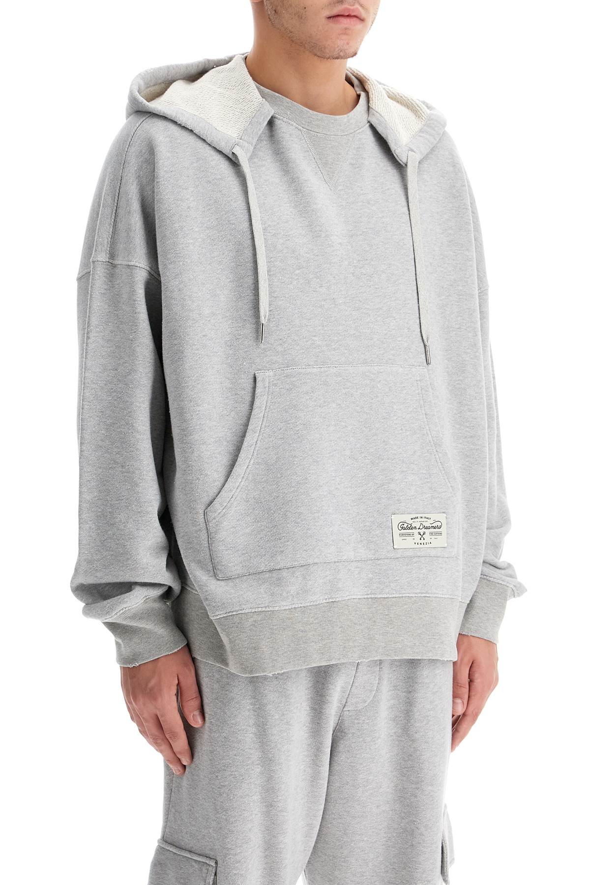 Shop Golden Goose Printed Hoodie With Hood In Alluminium Melange Gray (grey)