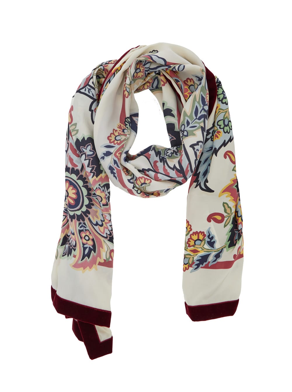 Shop Etro Boheme Multicolor Scarf With Floreal Motif In Silk Woman