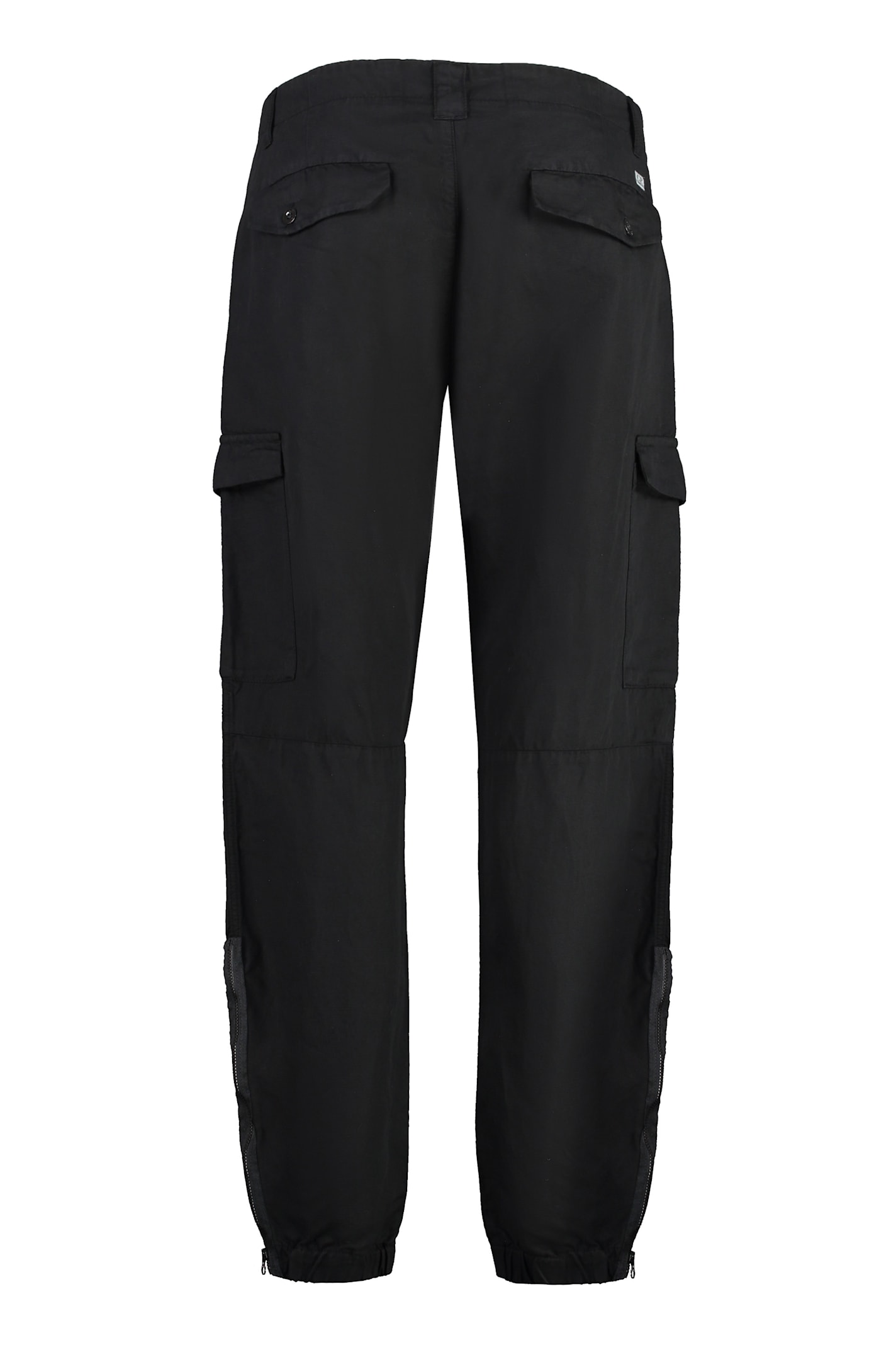 Shop C.p. Company Cotton-linen Trousers In Black