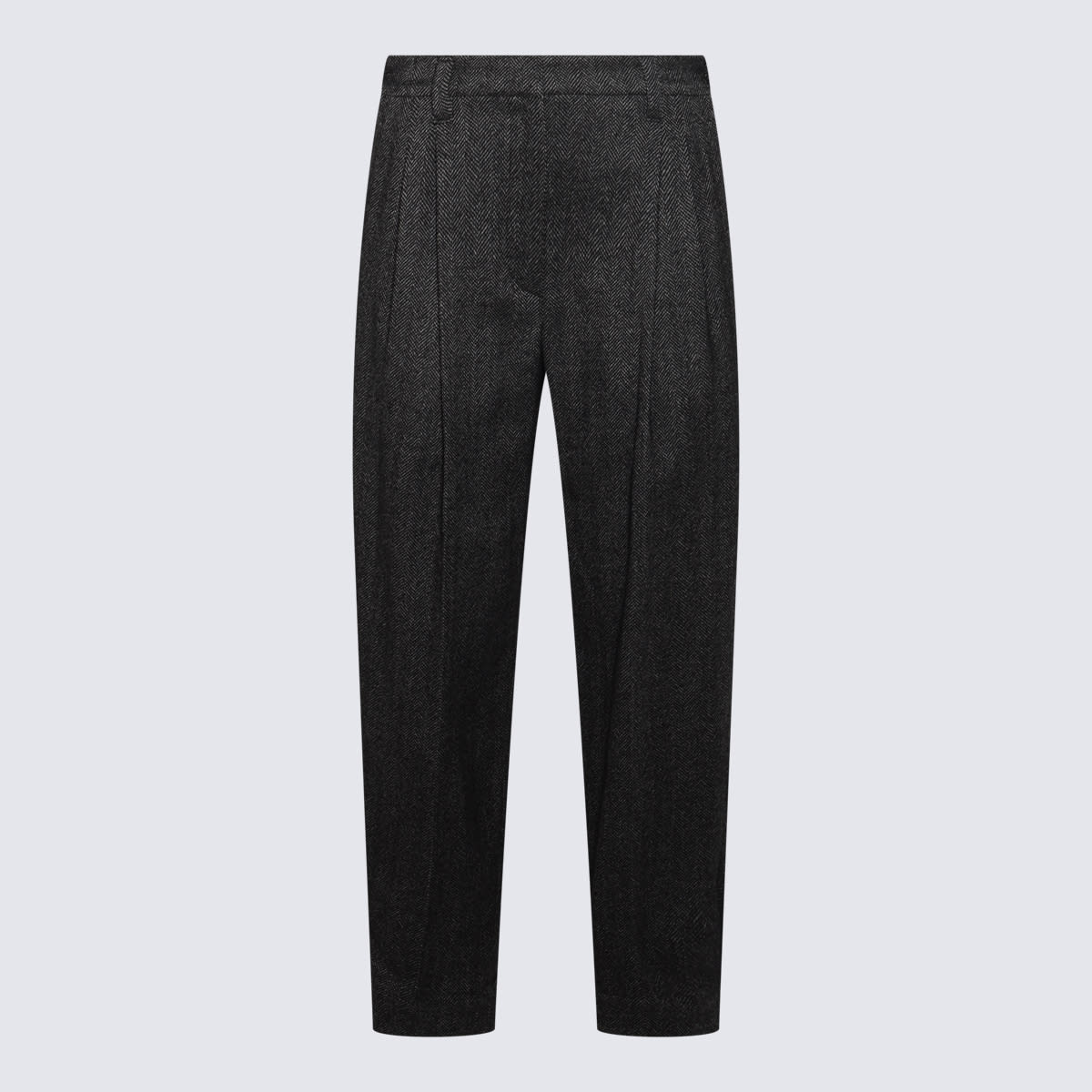 Shop Brunello Cucinelli Grey Wool Pants