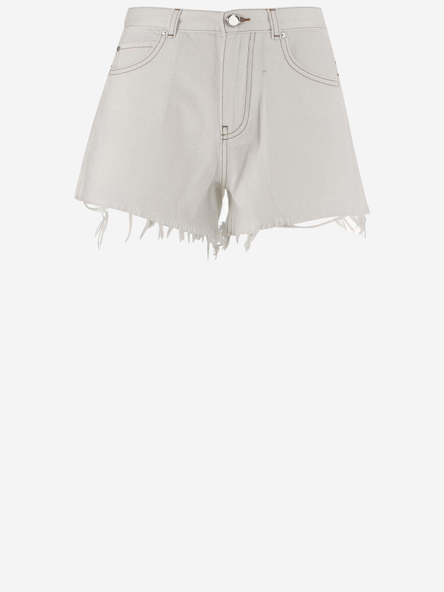 Shop Pinko Cotton Denim Shorts In White