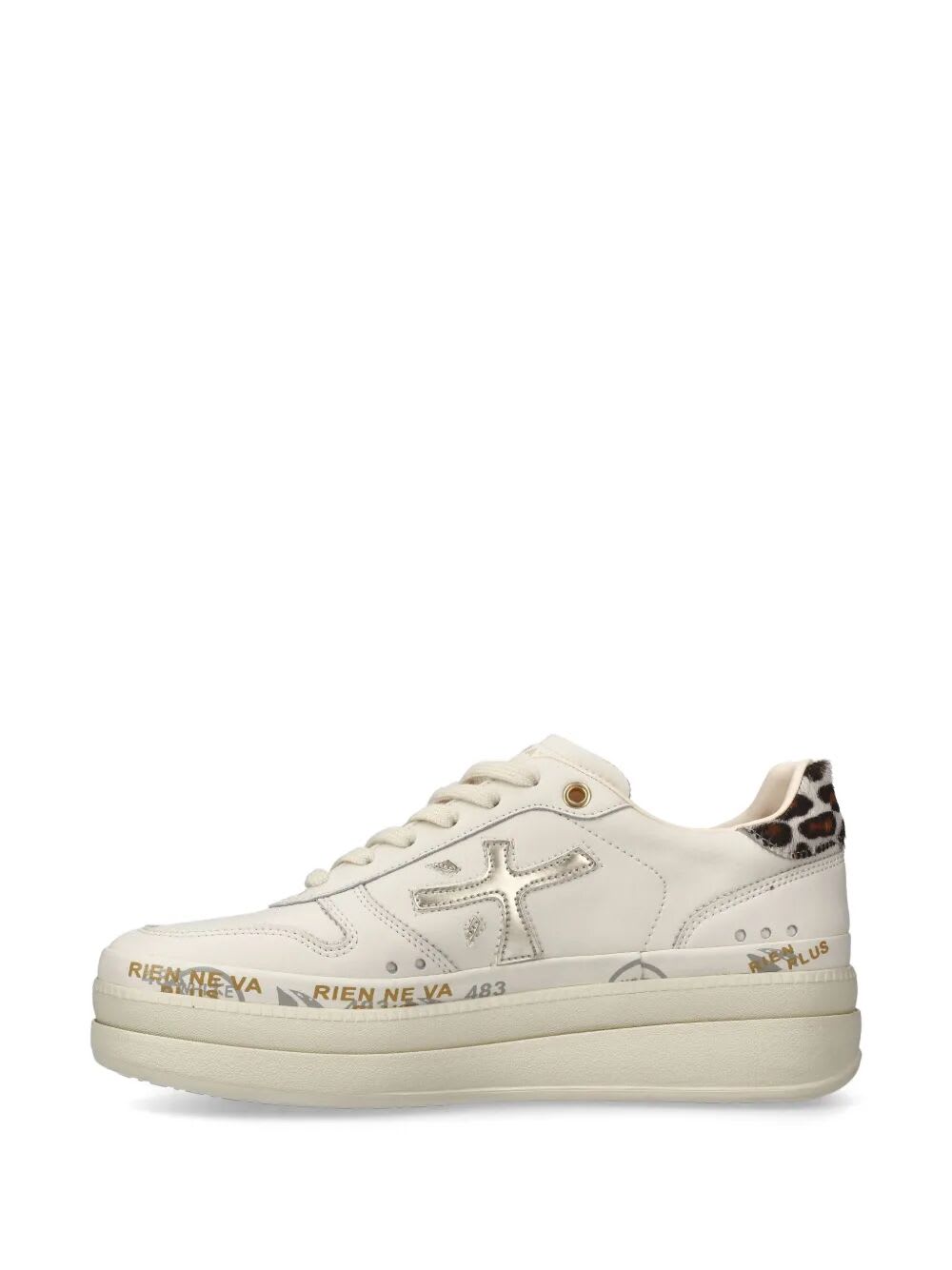 Premiata Zapatillas - Blanco In White Cream Leopard Print