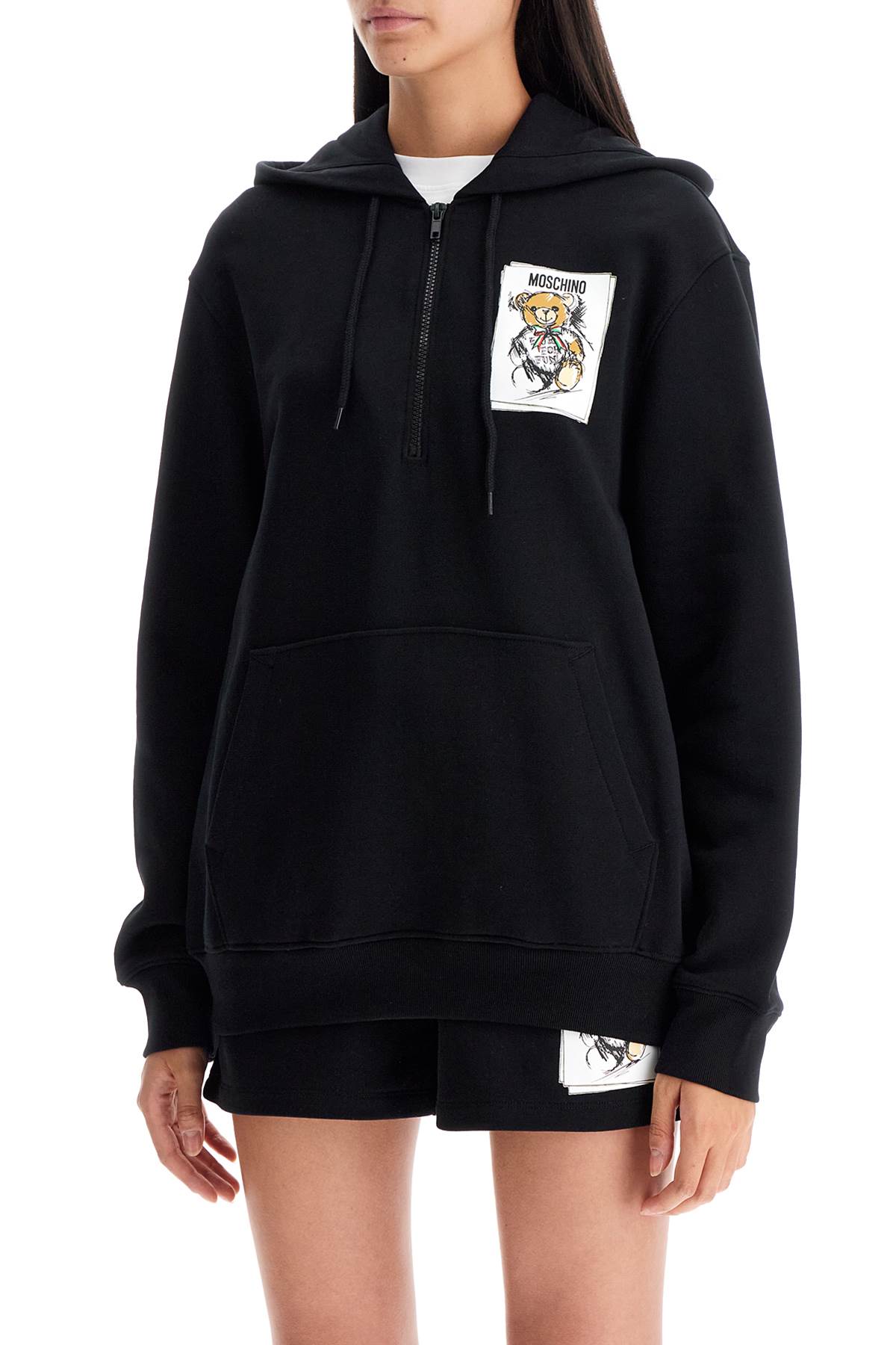 Moschino Hooded Teddy Bear Sweatshirt In Multi Black (black)