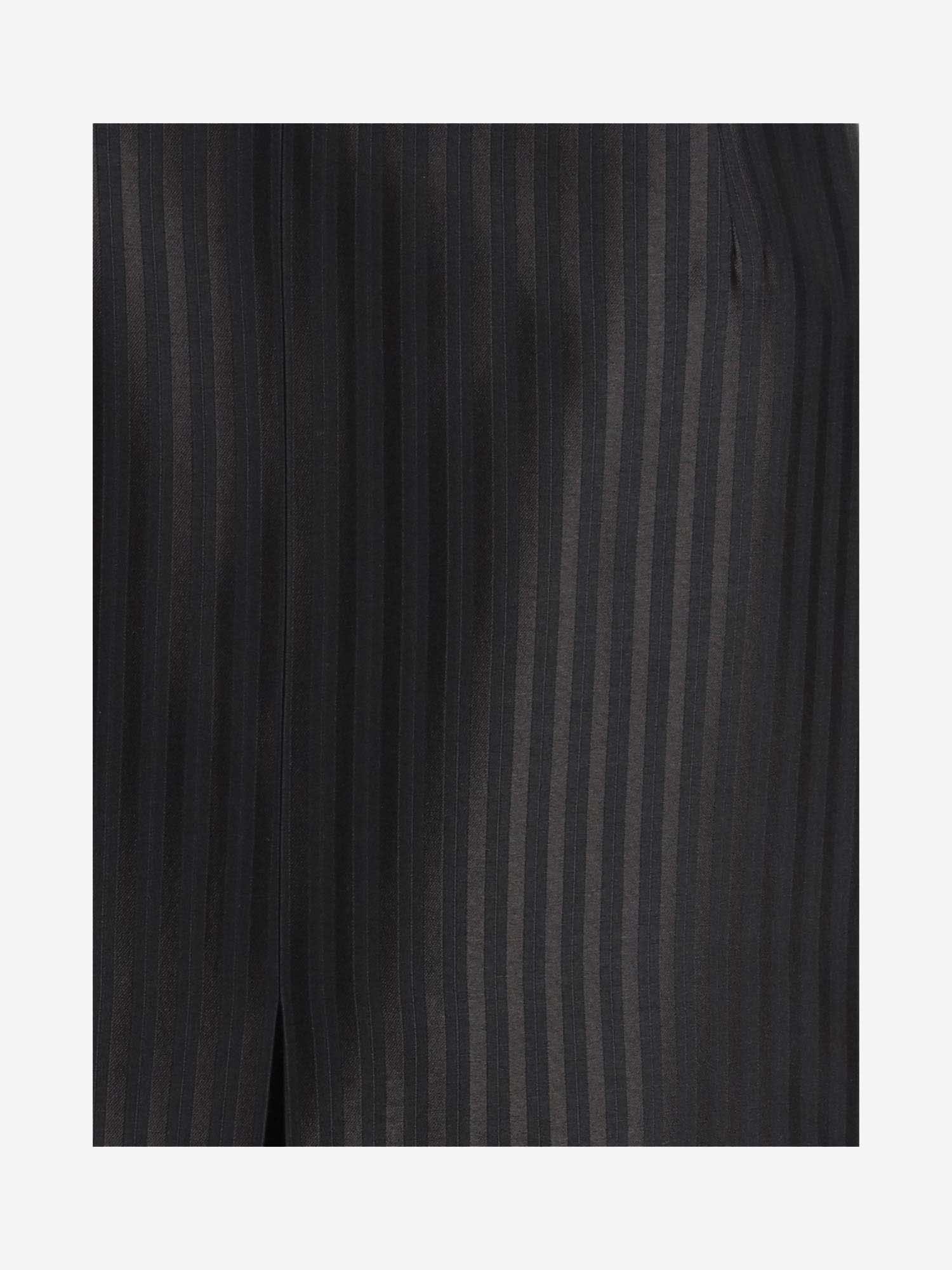 Shop Saint Laurent Wool And Silk Skirt With Striped Pattern In Black