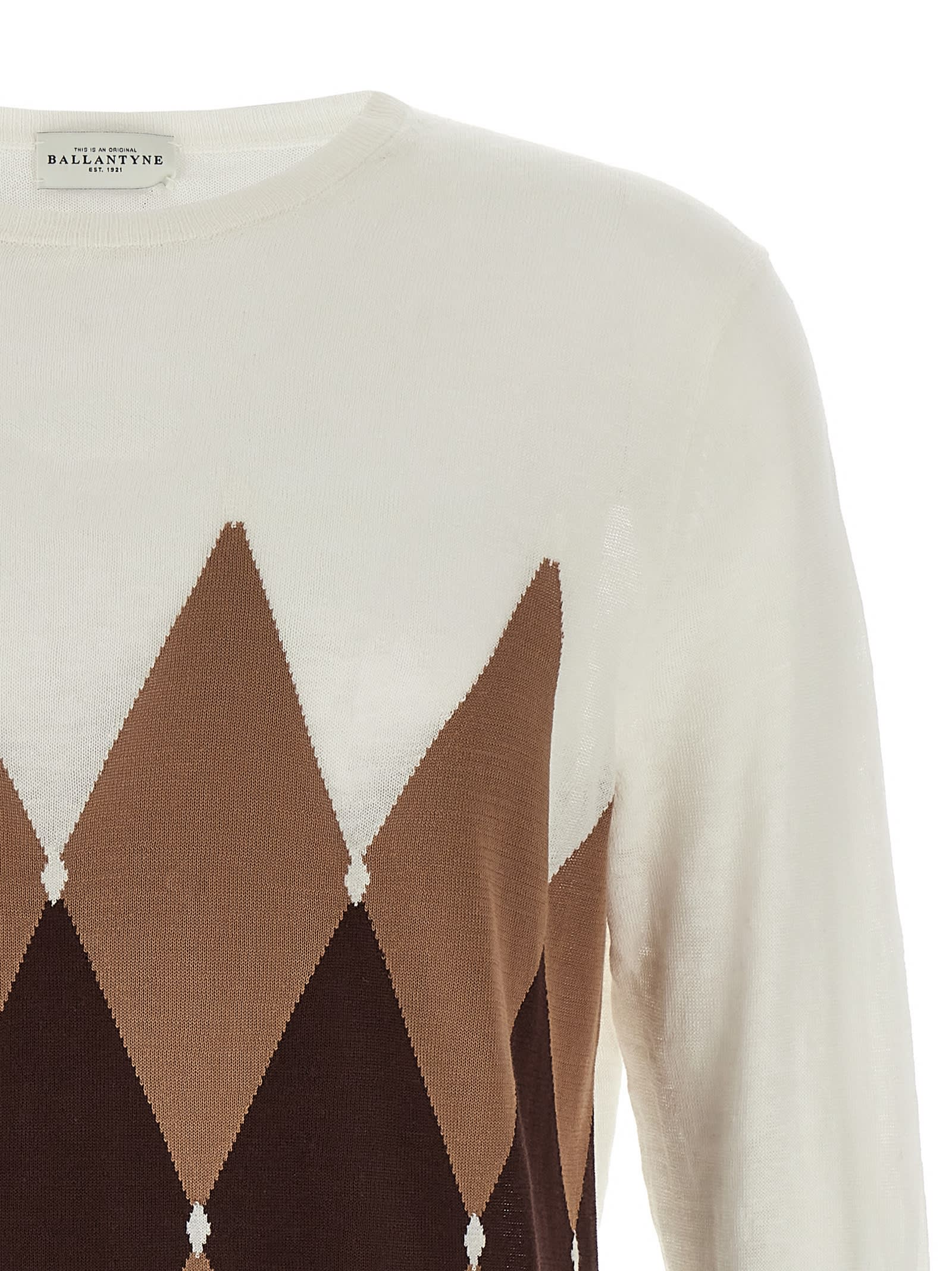 Ballantyne Argyle Sweater In White