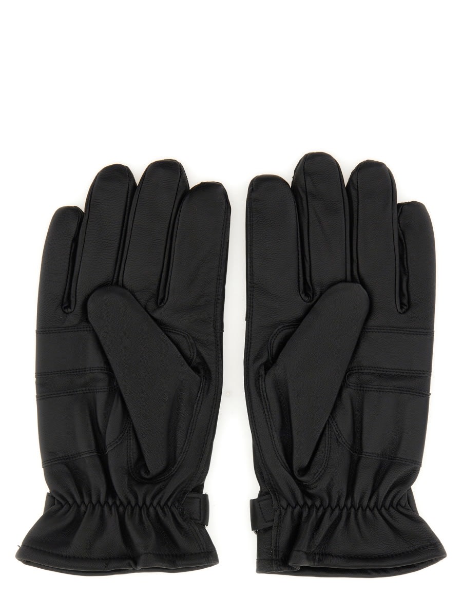 Shop Barbour Leather Gloves In Black