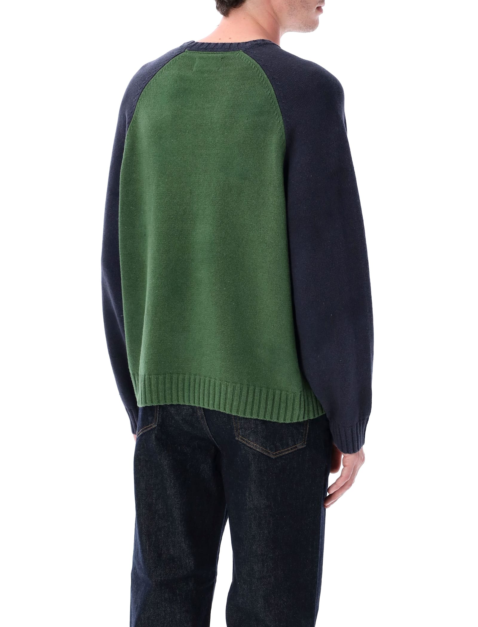 Stussy Colorblocked Raglan Sweater In Green