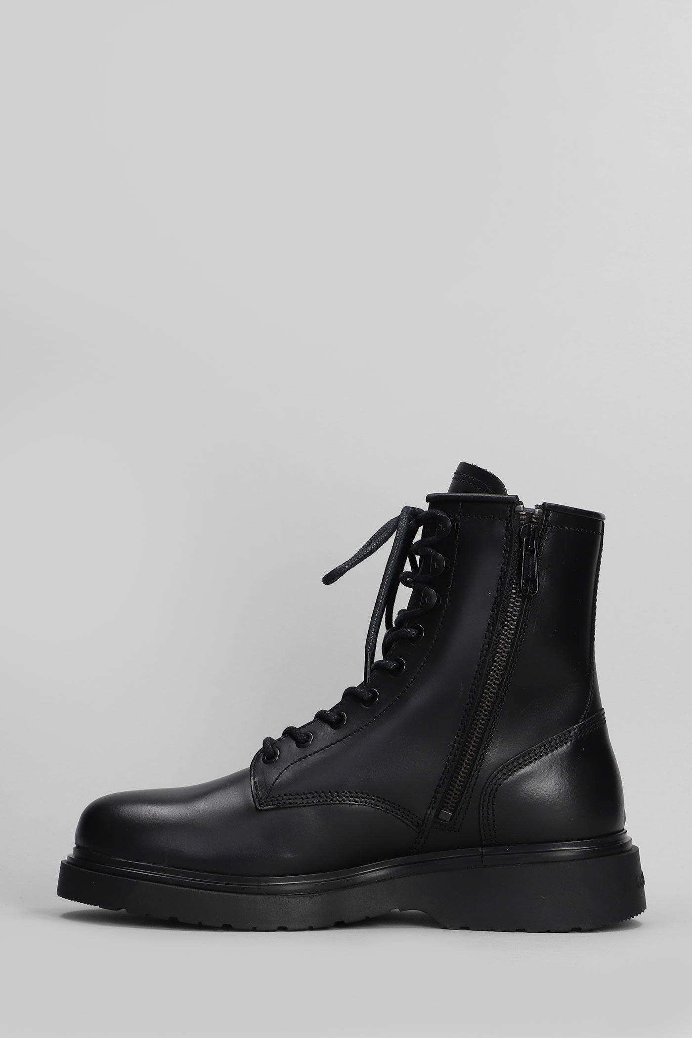 Shop Calvin Klein Combat Boots In Black Leather