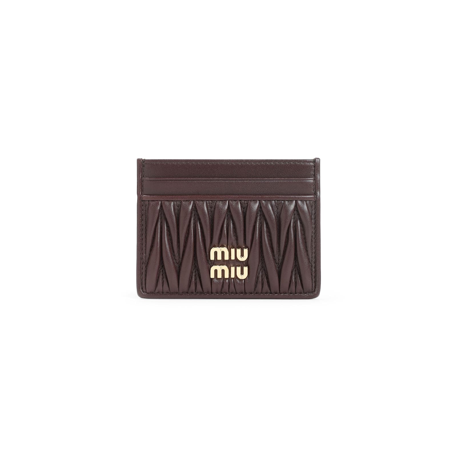 Miu Miu Lamb Leather Cardholder In Gray