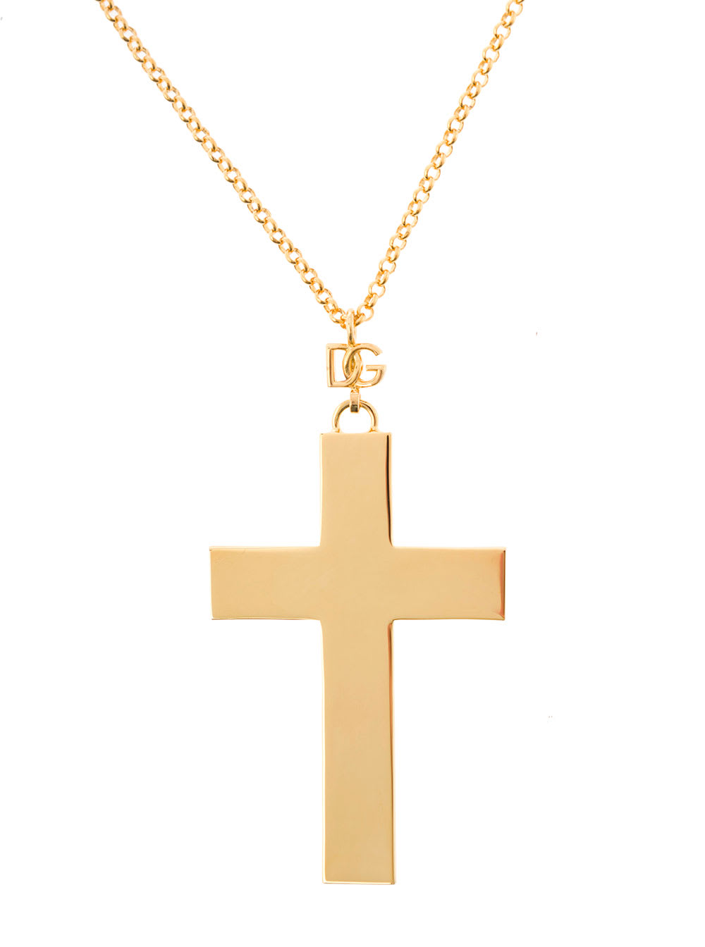 Shop Dolce & Gabbana Gold Tone Necklace With Cross Pendant In Brass Woman In Metallic