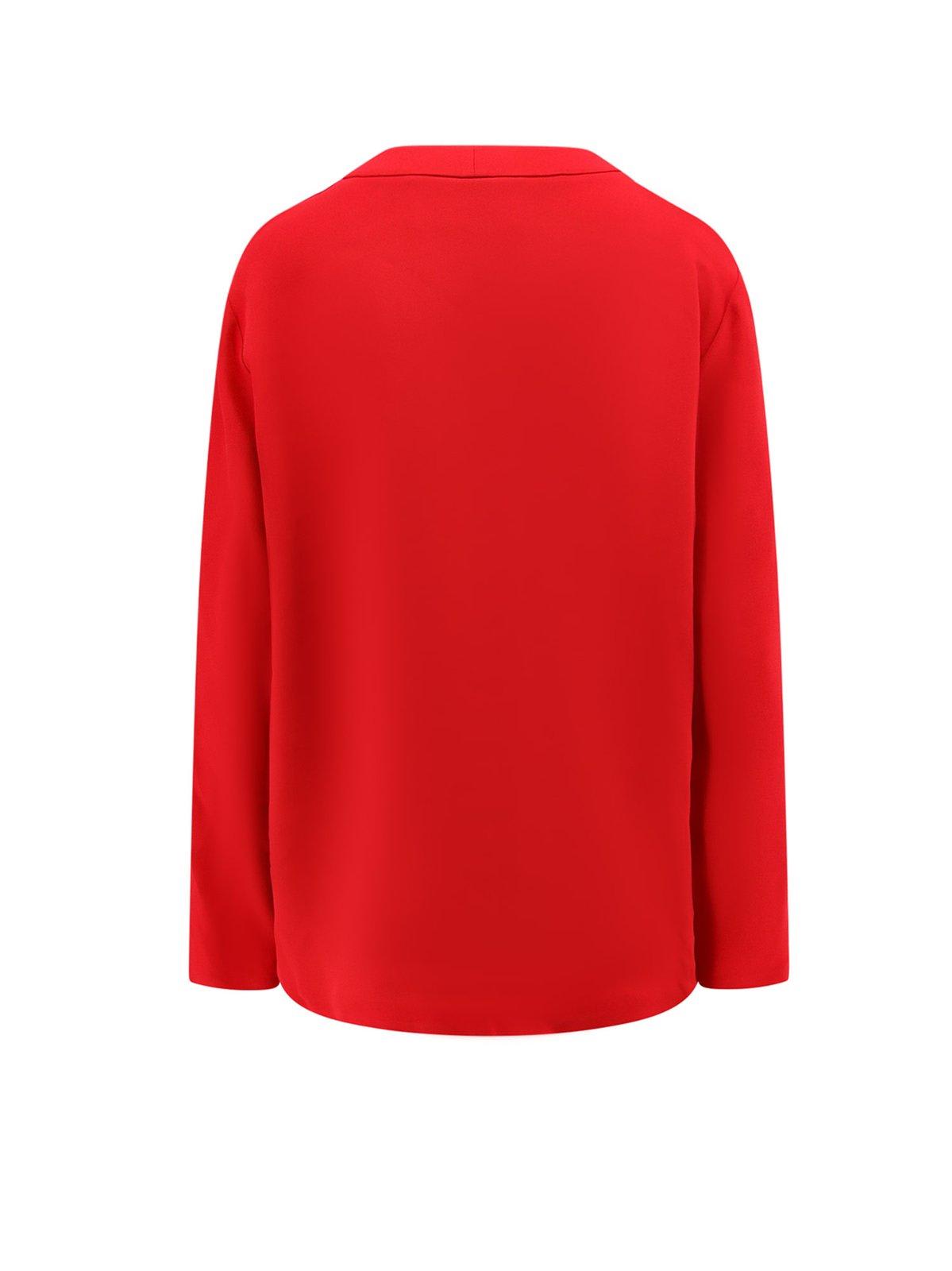 Shop Valentino Vlogo Plaque Blouse In Red