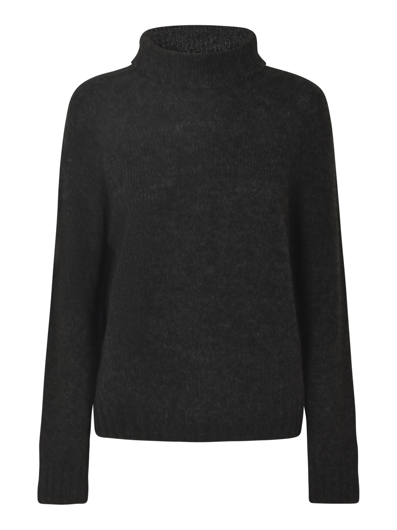 Shop Oliver Lattughi Turtleneck Rib Trim Knit Pullover In Carbon