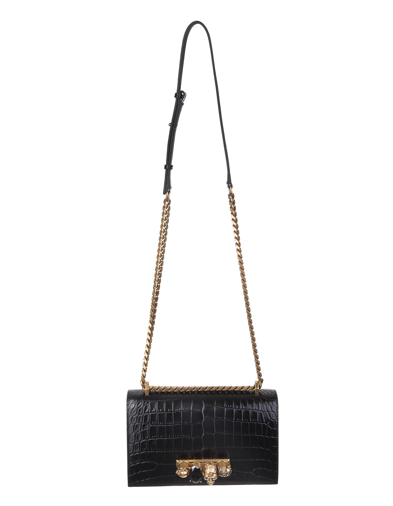 Alexander McQueen Black And Golden Jewelled Satchel Bag
