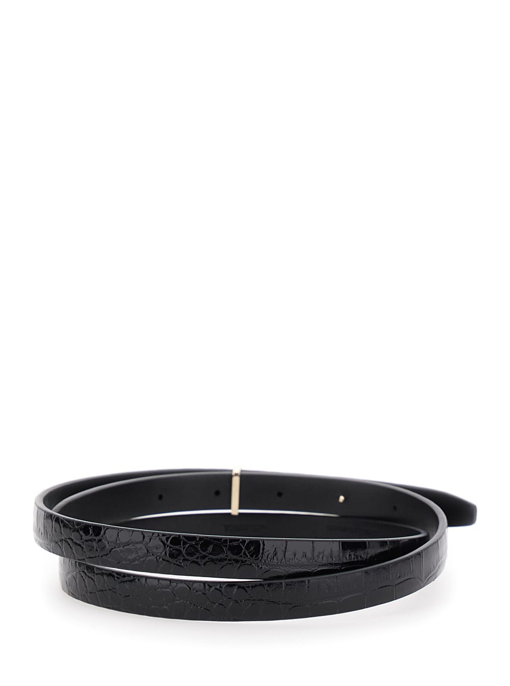 Tom Ford Black Logo Buckle Textured Belt In Brown
