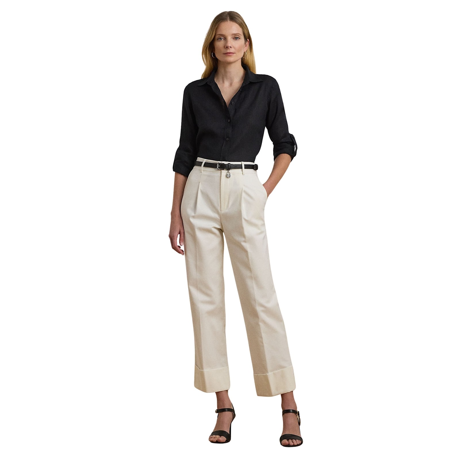 Shop Ralph Lauren Zeeya Ankle Flat Front In White