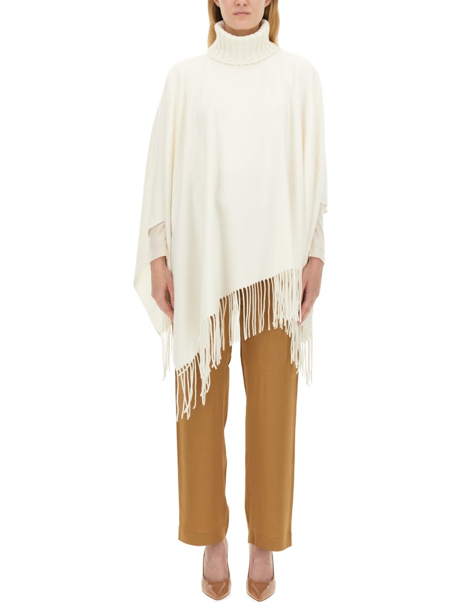 Shop Fabiana Filippi Cape Of Wool In Ivory