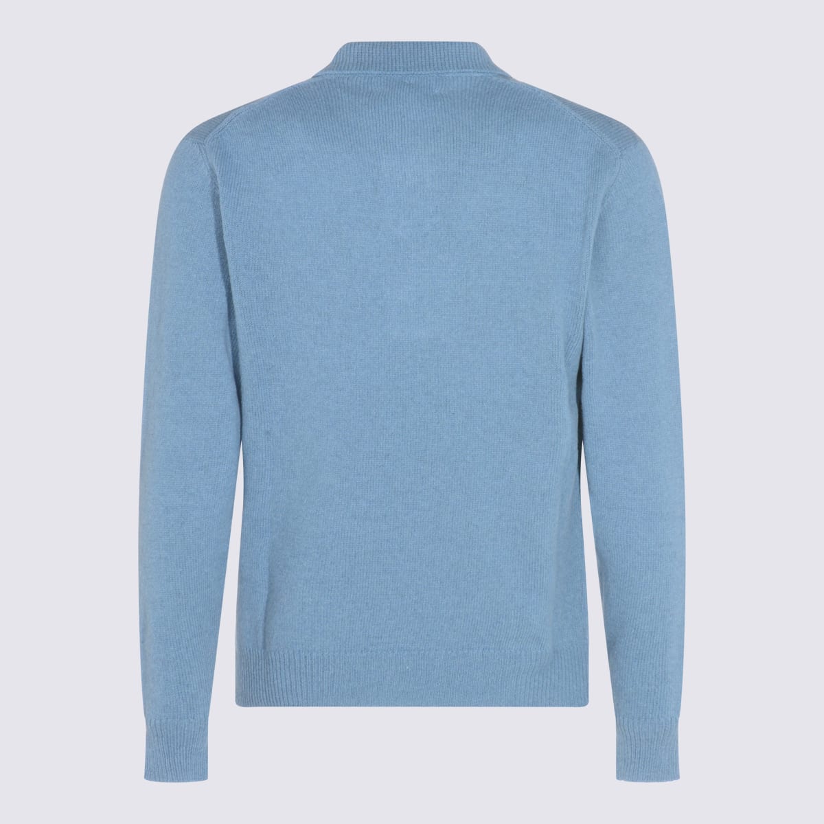 Lardini Polo Collar Sweater With Ribbed Cuffs And Hem In Blue